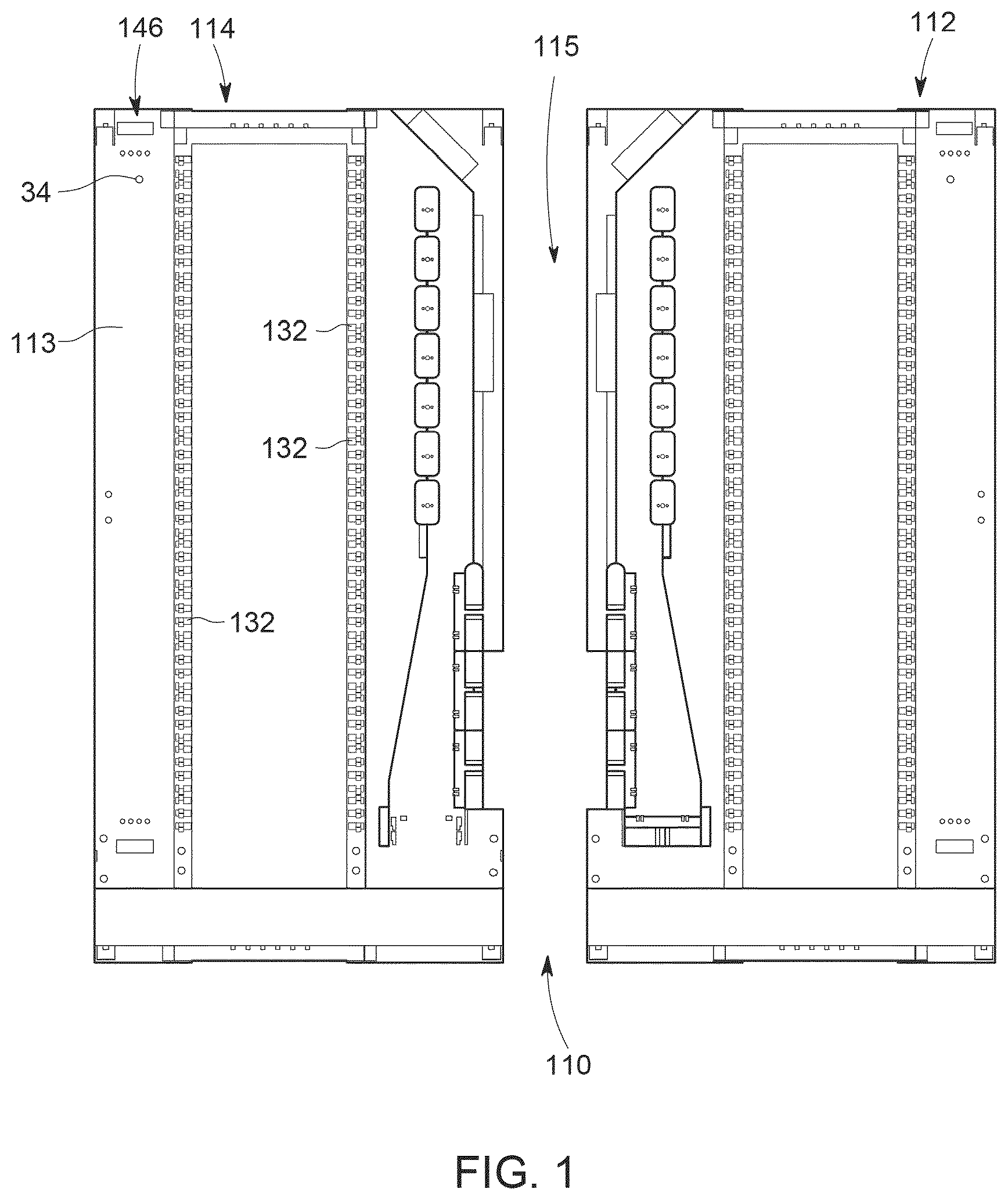 Patent US12174443 — Cable termination units for optical fiber distribution elements — Figure 1