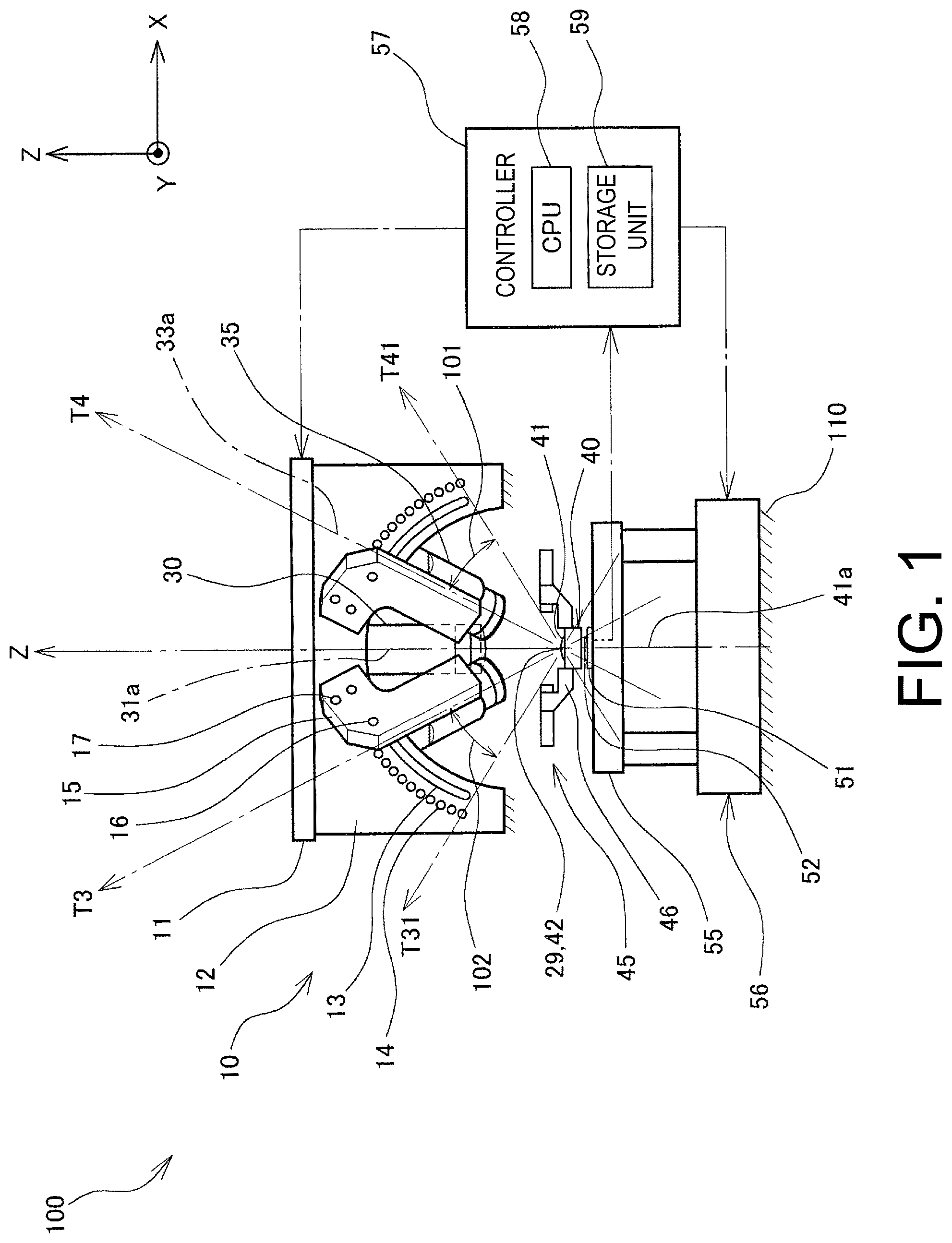 Patent US12174445 — Camera module manufacturing device — Figure 1