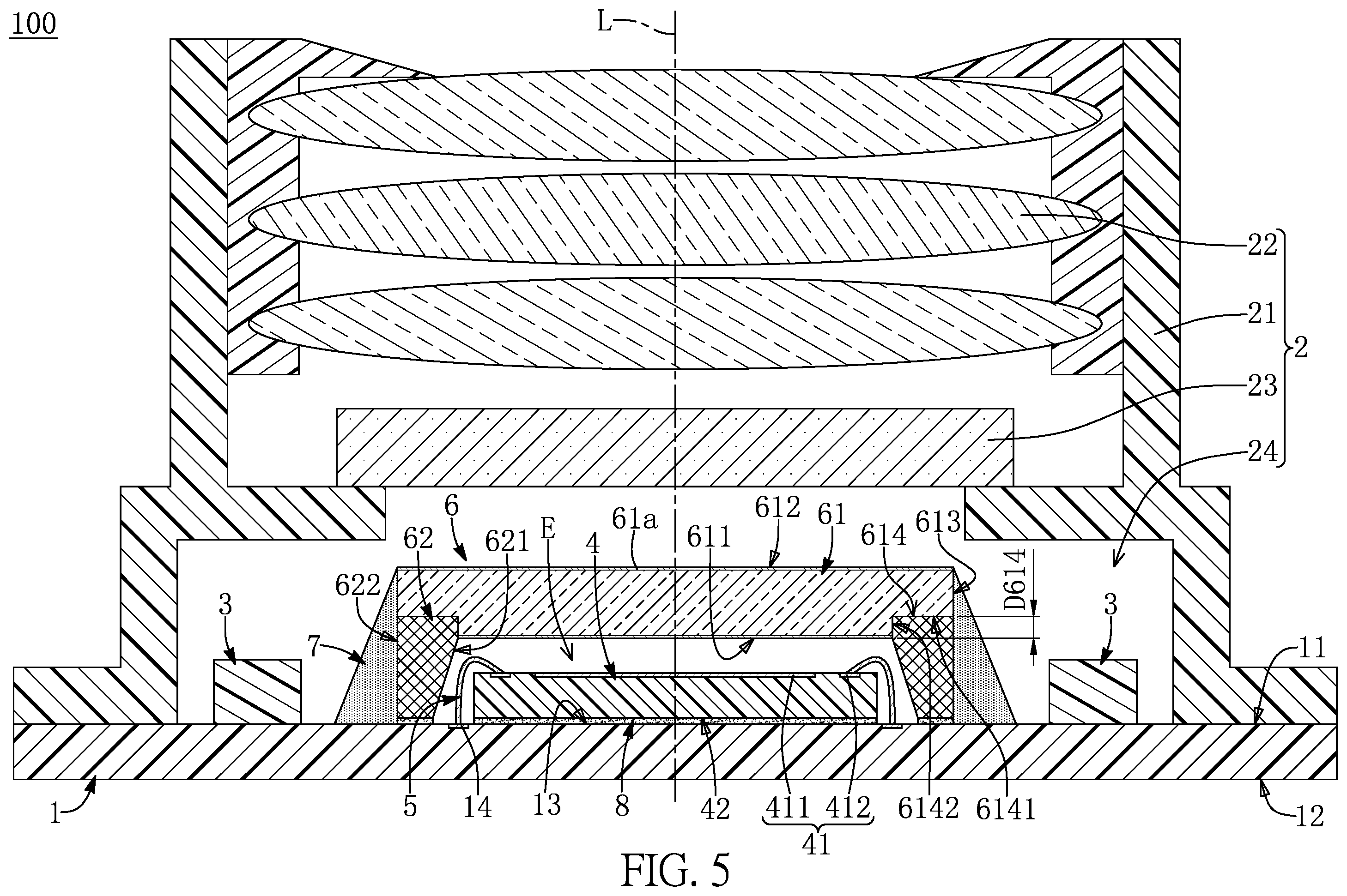 Patent US12174446 Figure 5 – Sensor lens assembly having non-soldering configuration