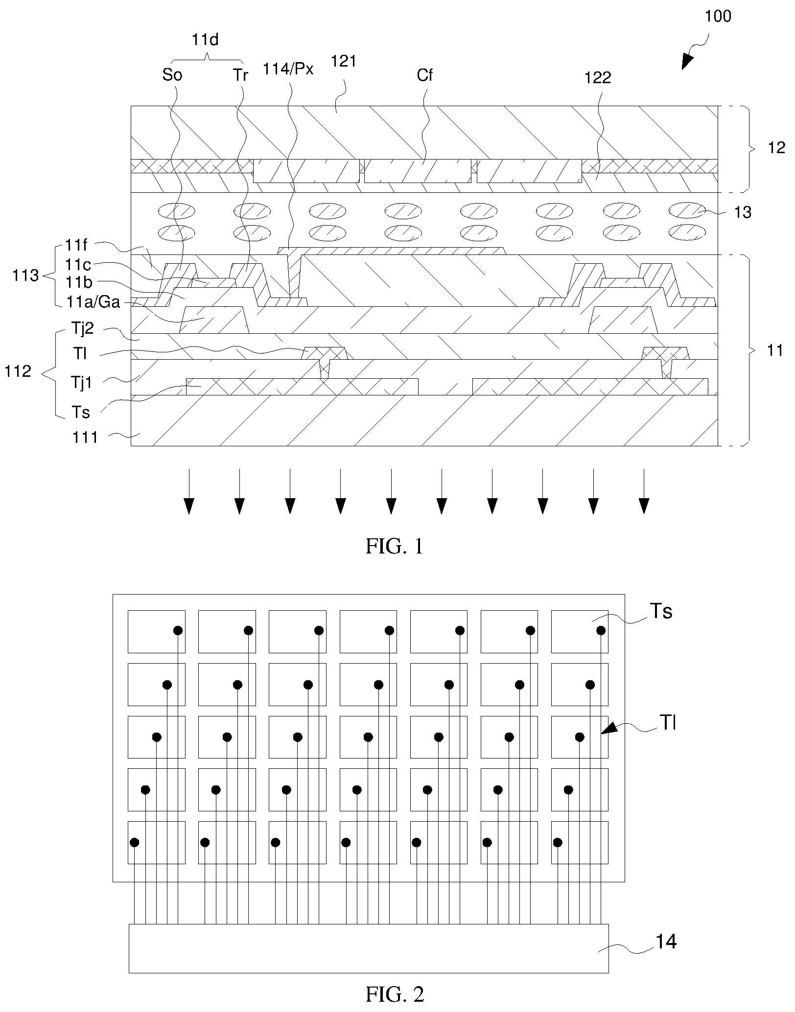 Patent US12174477 — Touch display panel with touch electrode multiplexed as common electrode — Figure 1