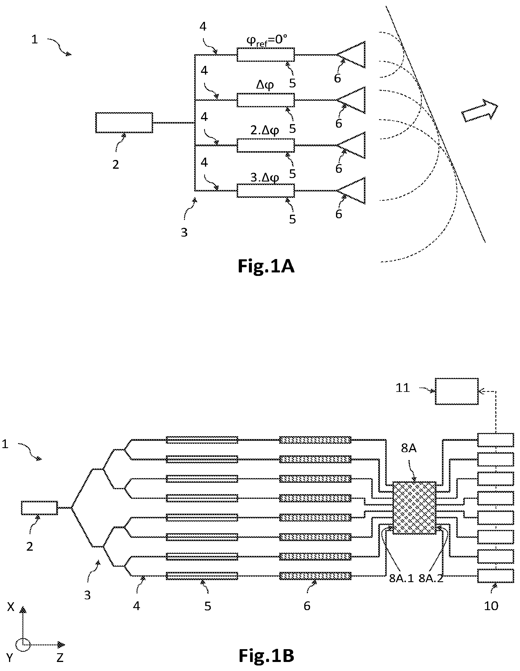 Patent US12174514 — Optoelectronic transmitter with phased array antenna comprising an integrated control device — Figure 1