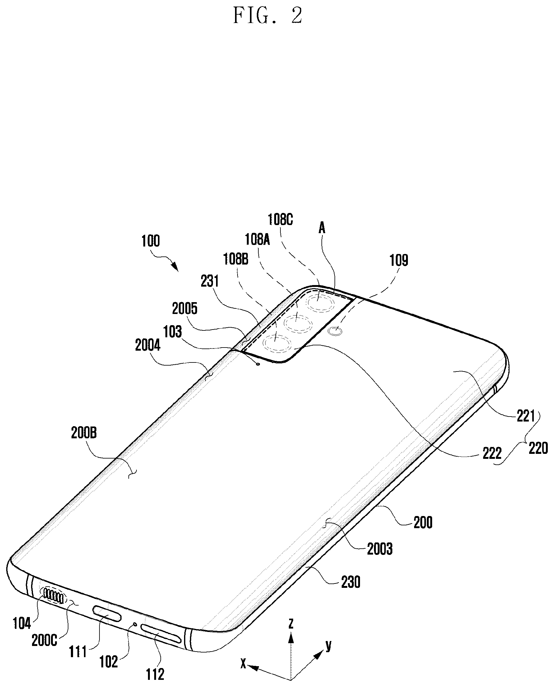 Patent US12174522 Figure 2 – Camera bracket and electronic device including same