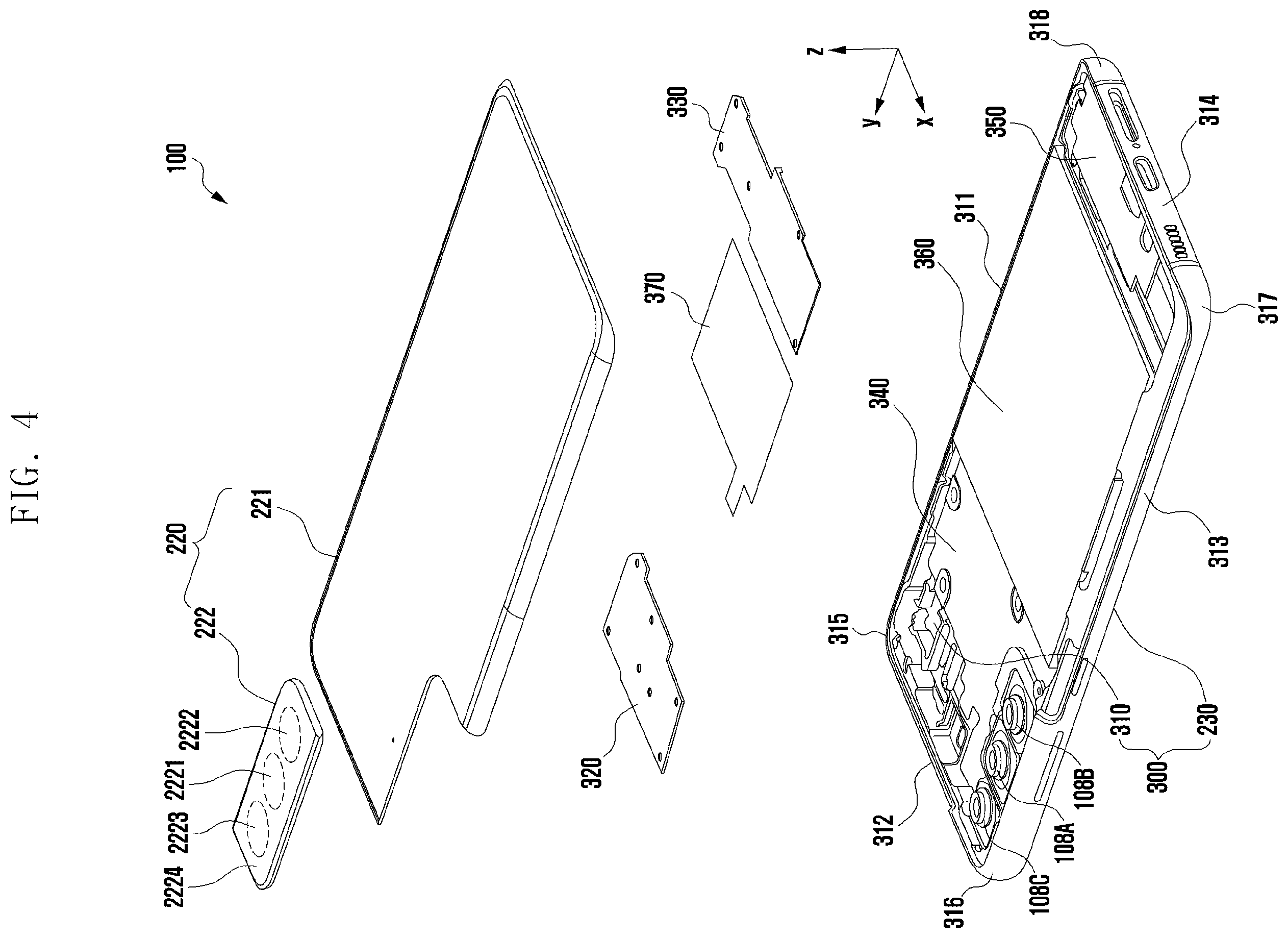 Patent US12174522 Figure 4 – Camera bracket and electronic device including same