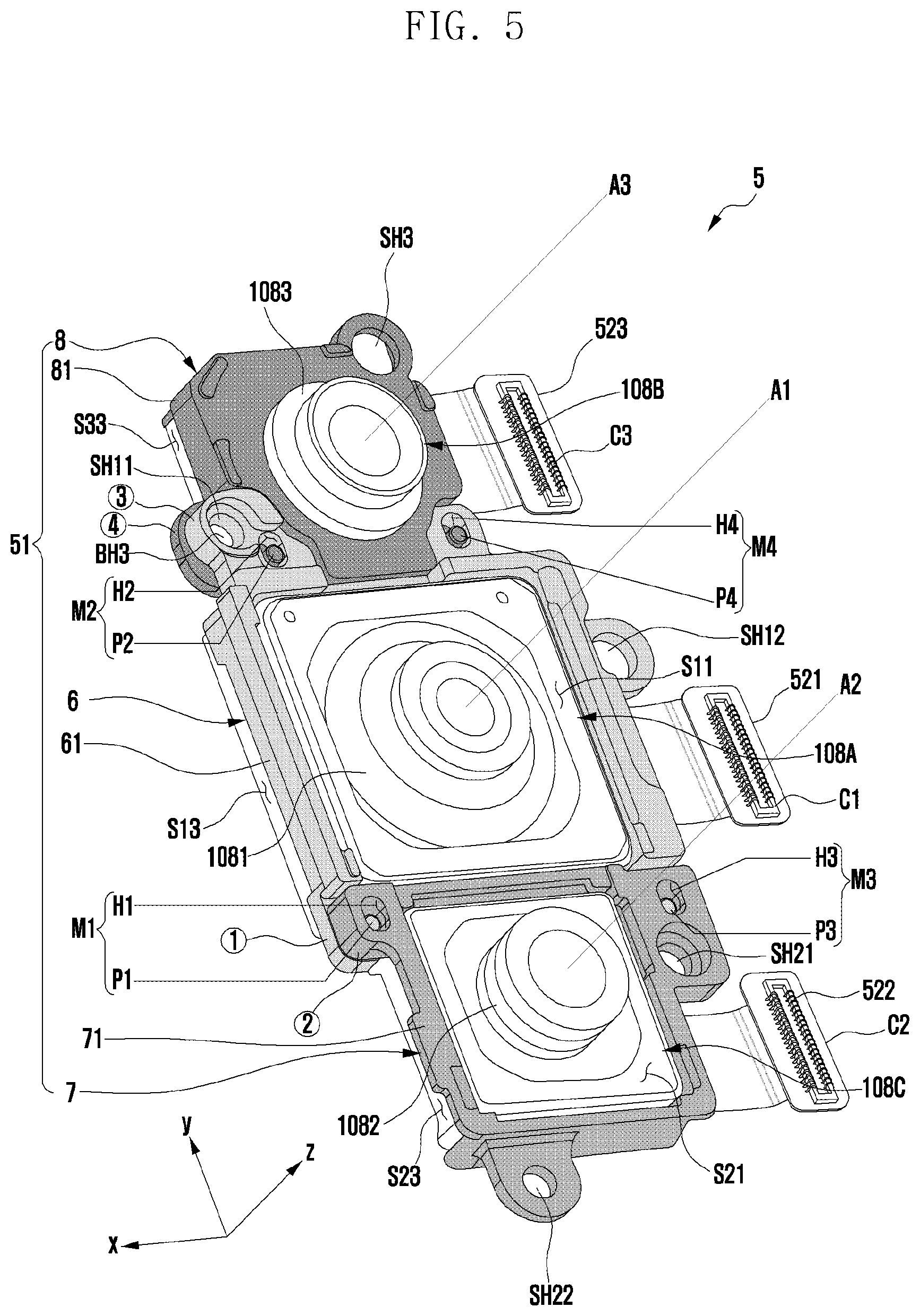 Patent US12174522 Figure 5 – Camera bracket and electronic device including same
