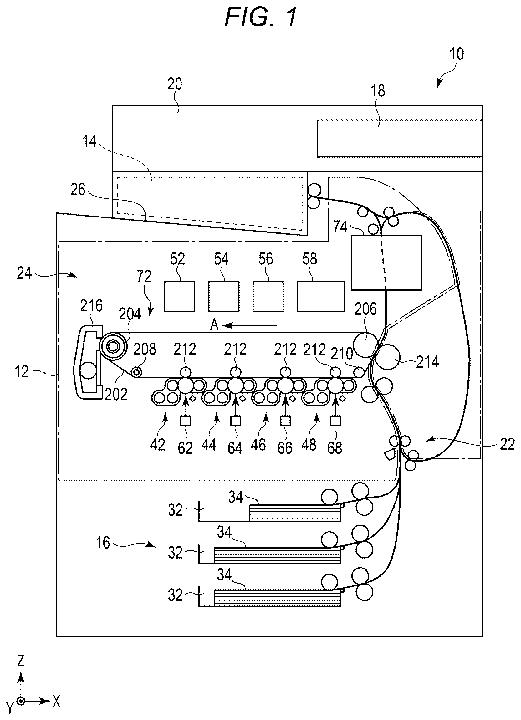 Patent US12174554 — Image forming apparatus with repositionable shutter assembly — Figure 1
