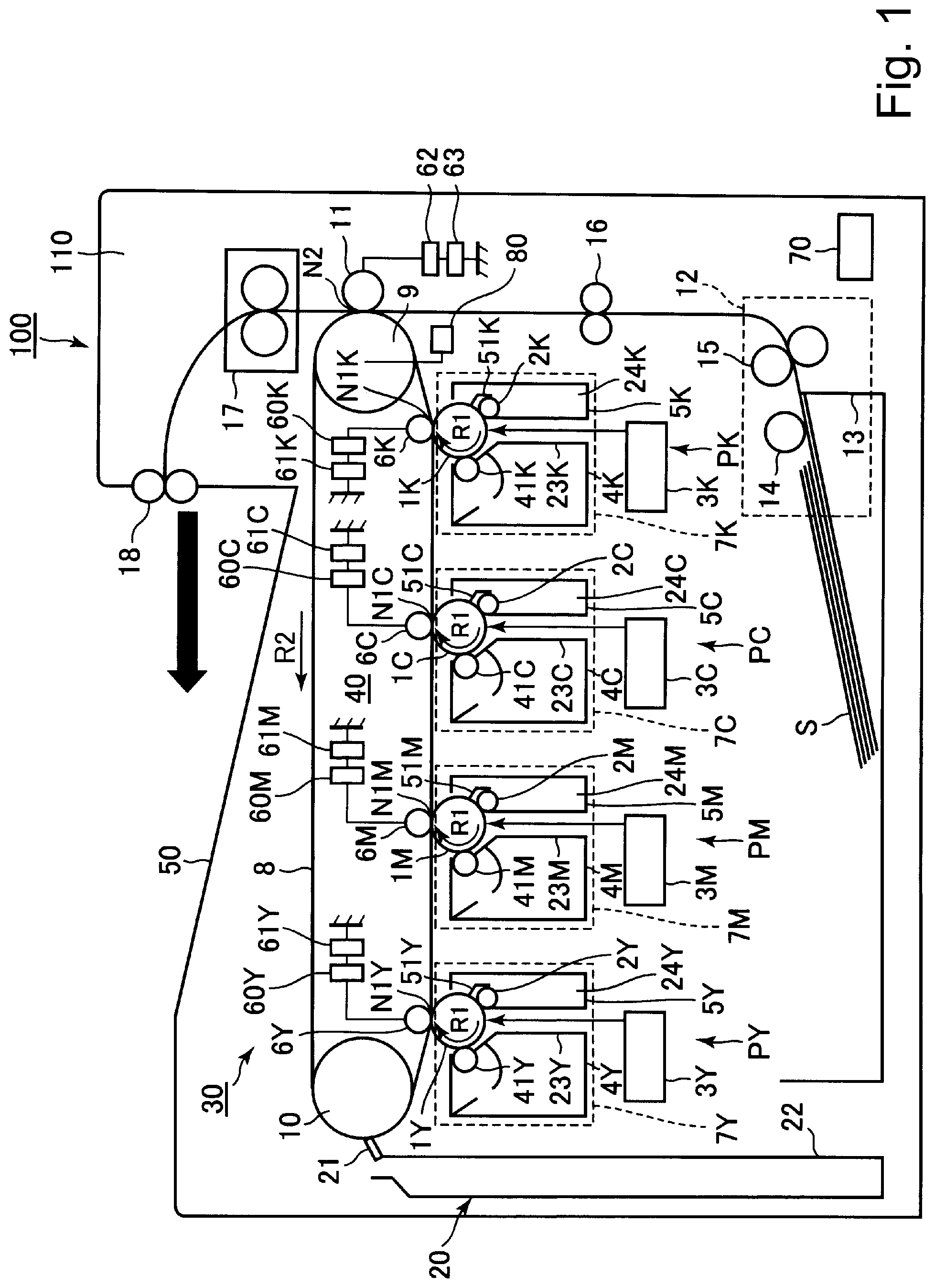 Patent US12174563 — Image forming apparatus controlling current balance based on environmental conditions — Figure 1