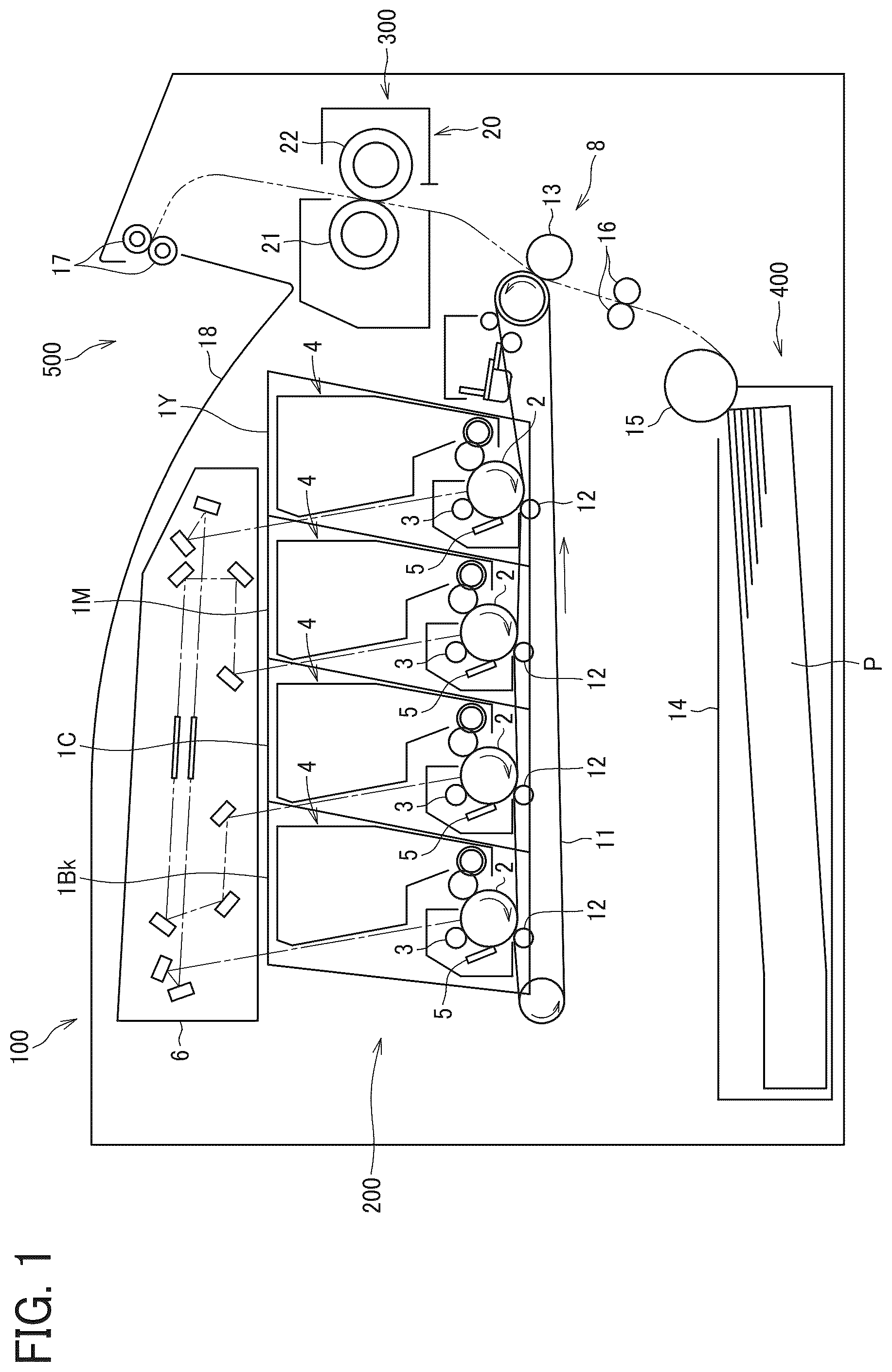 Patent US12174565 Figure 1 – Heating device, fixing device, and image forming apparatus with a single sheet sensor