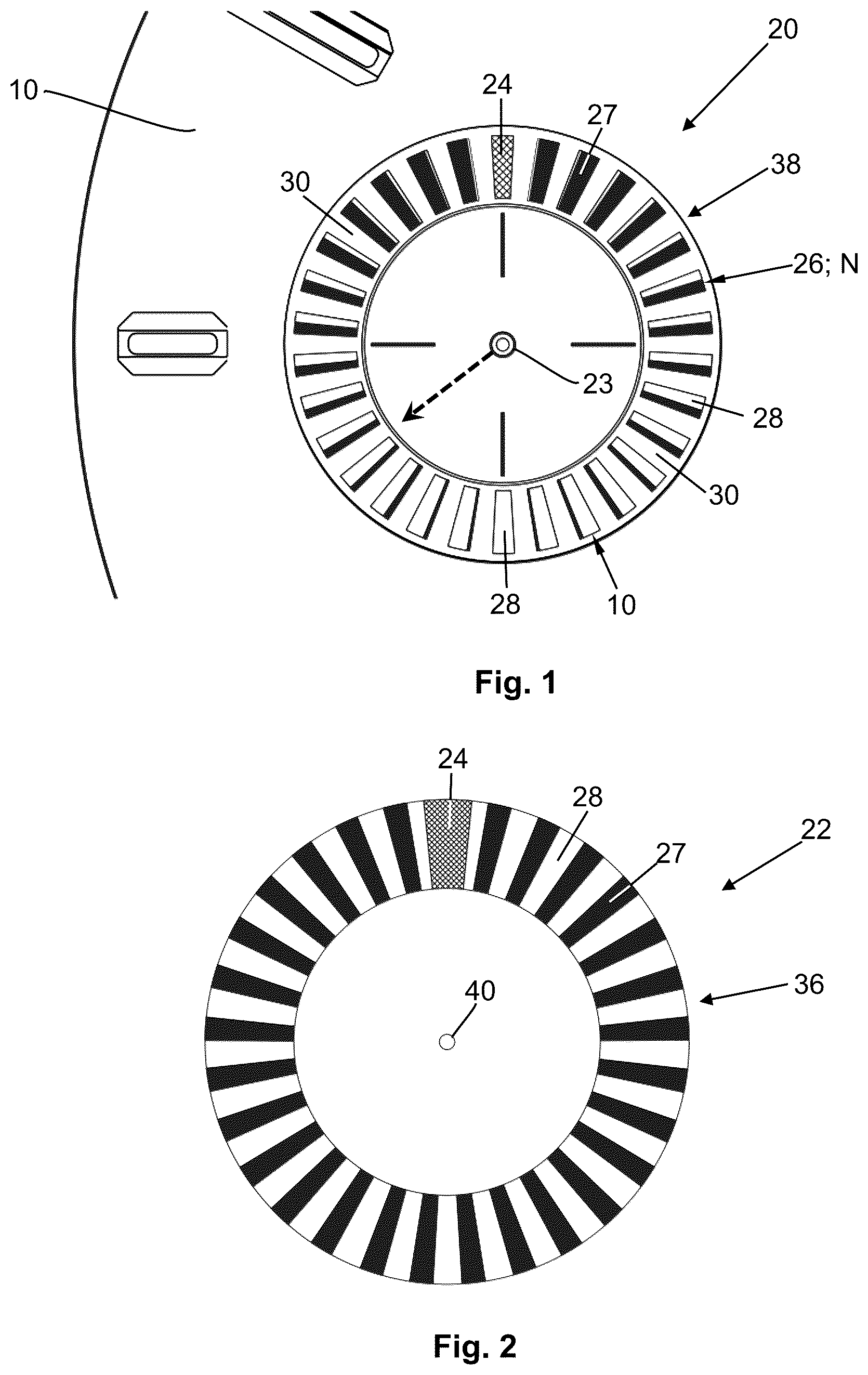 Patent US12174586 — Timepiece comprising a display with a moiré effect — Figure 1