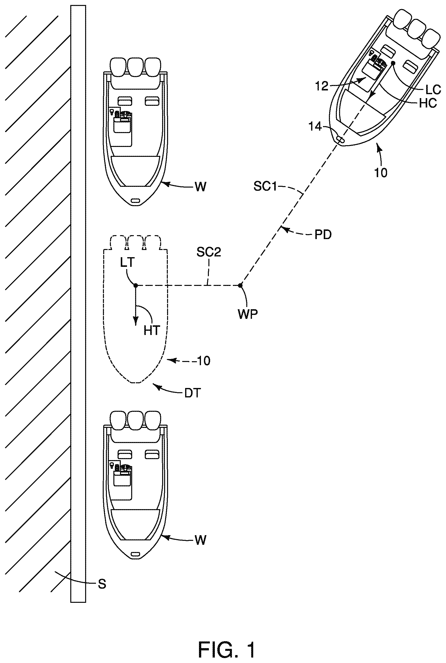Patent US12174633 — Watercraft auto-docking system and watercraft auto-docking method — Figure 1