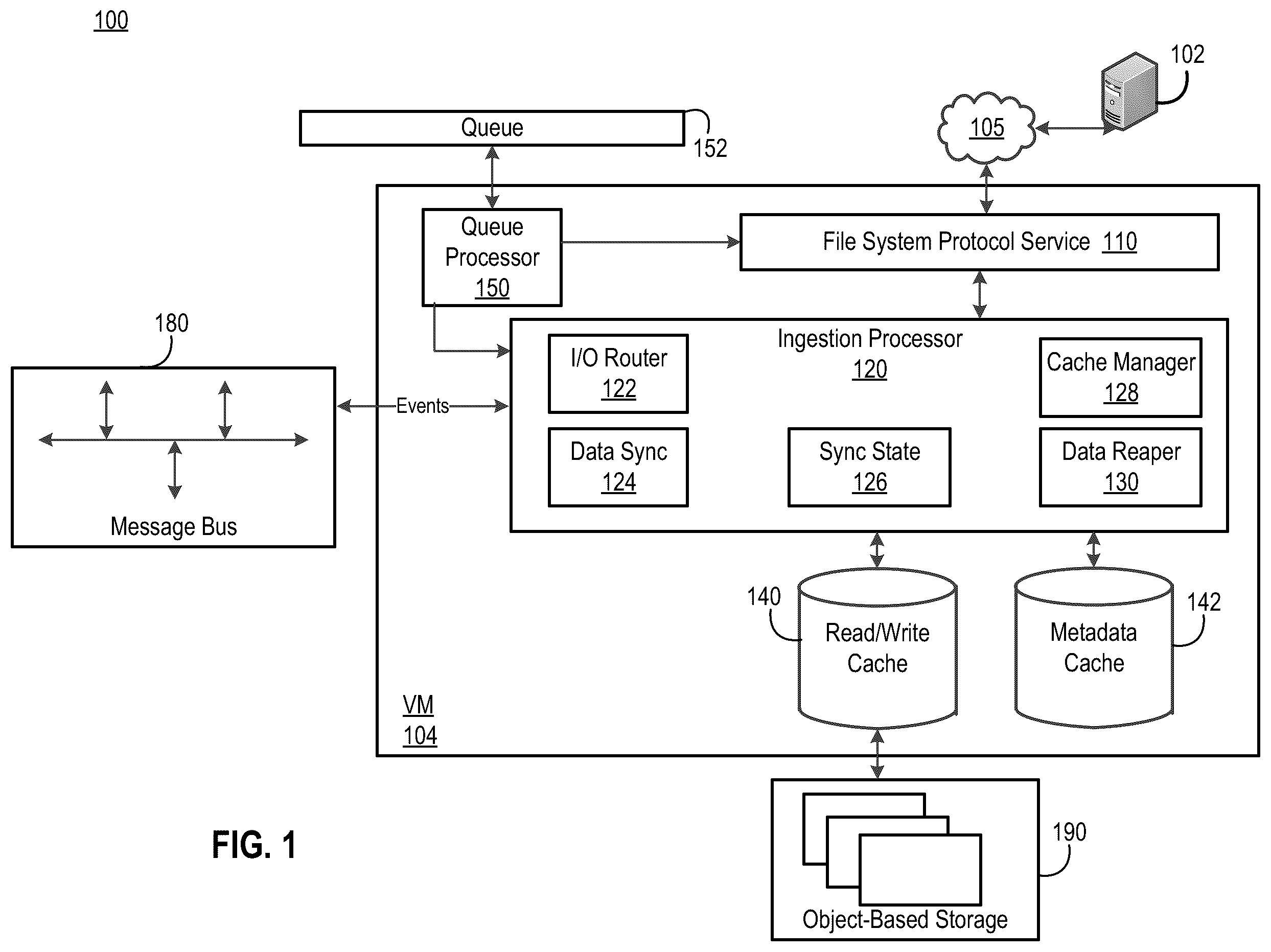 Patent US12174745 Figure 1 – Document locking and cache memory management in cloud computing