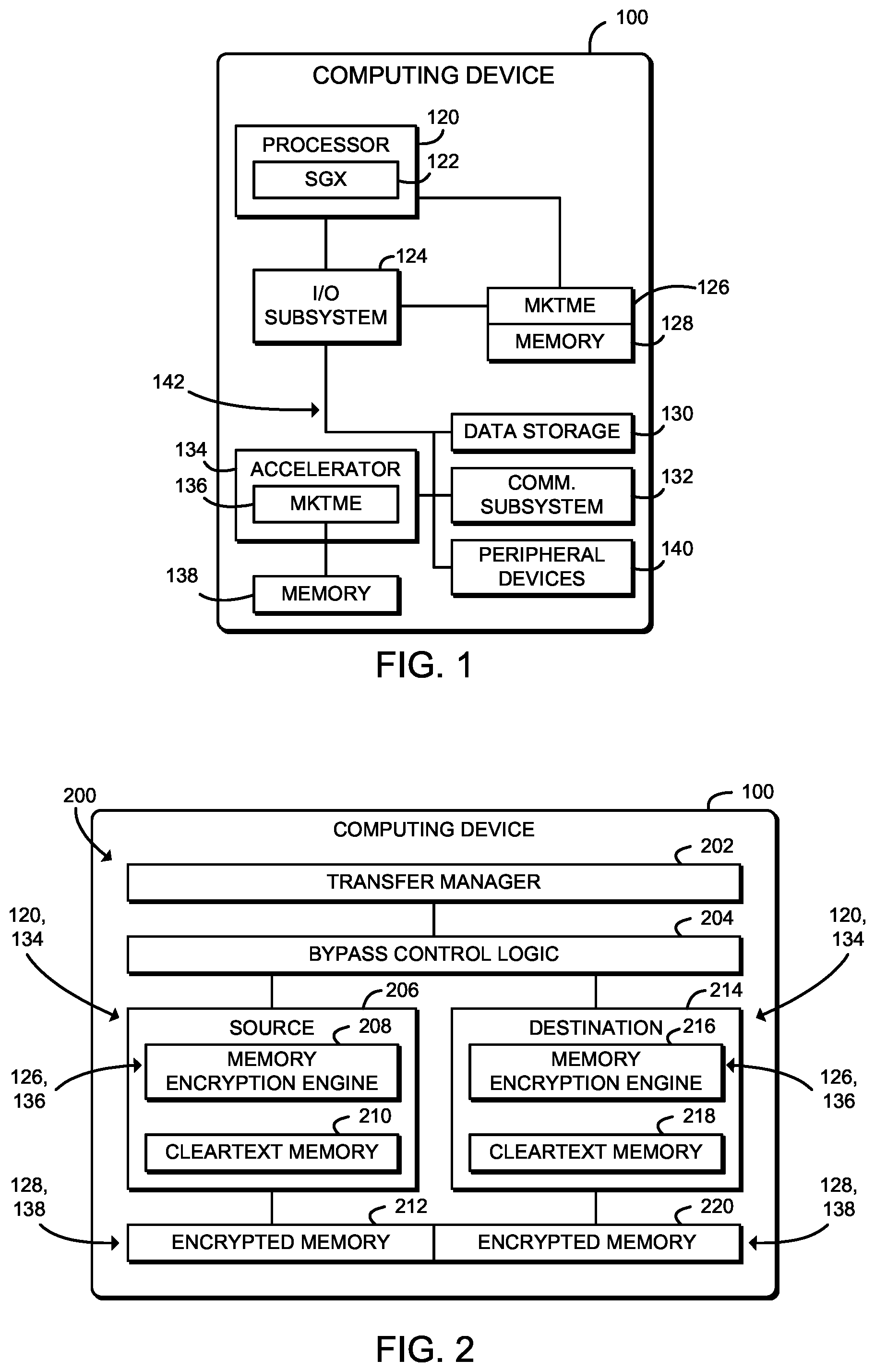 Patent US12174754 — Technologies for secure I/O with memory encryption engines — Figure 1