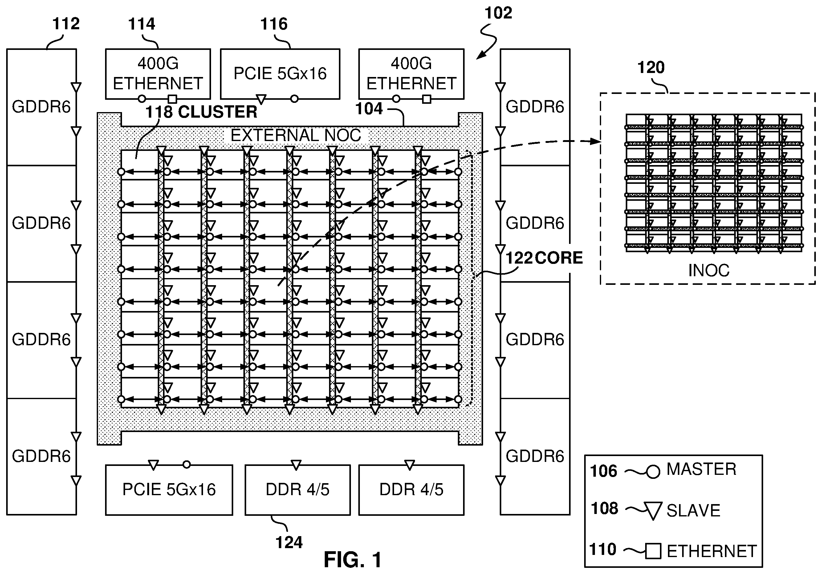 Patent US12174782 — Processing of ethernet packets at a programmable integrated circuit — Figure 1
