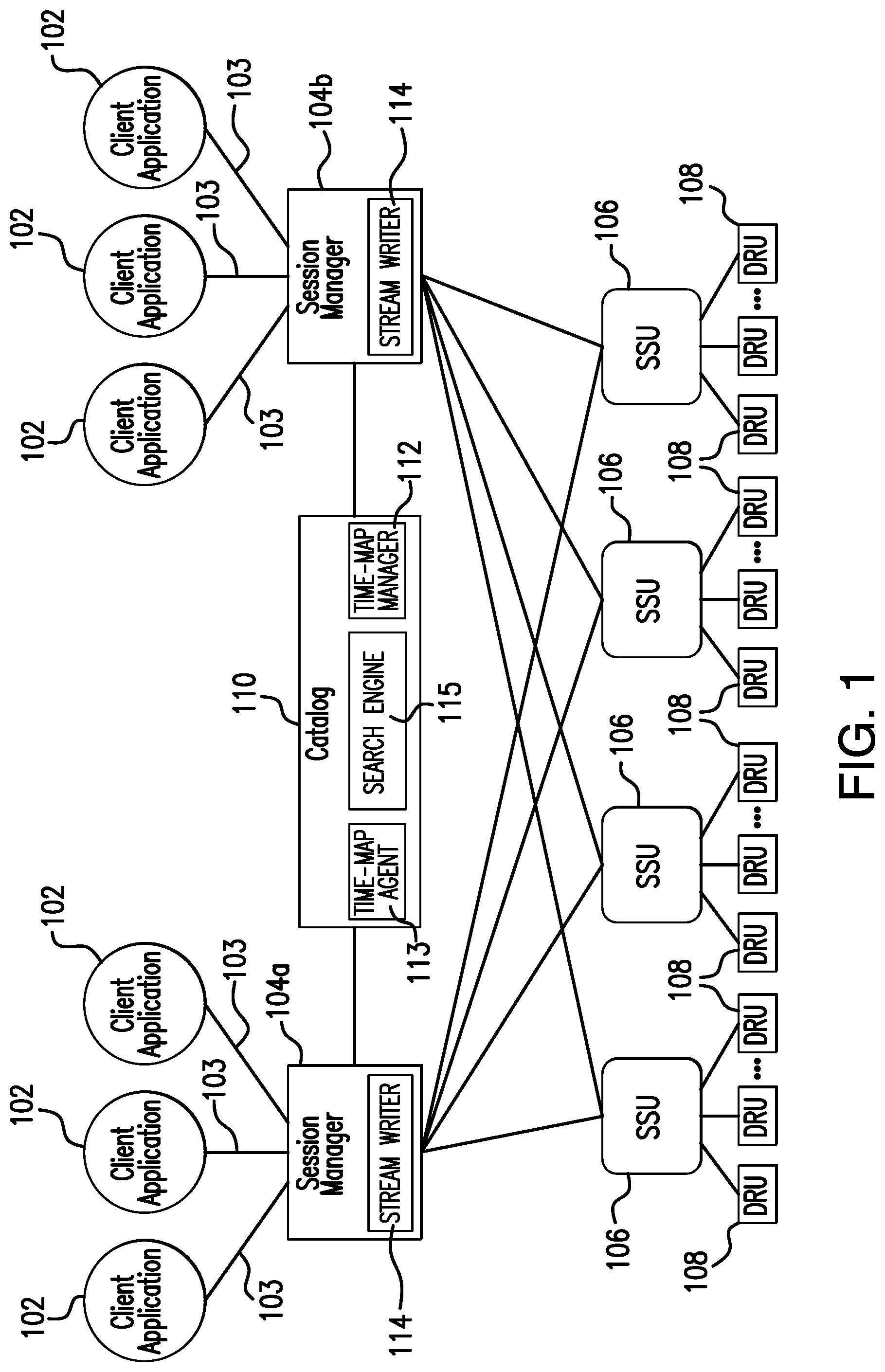 Patent US12174791 — Methods and procedures for timestamp-based indexing of items in real-time storage — Figure 1