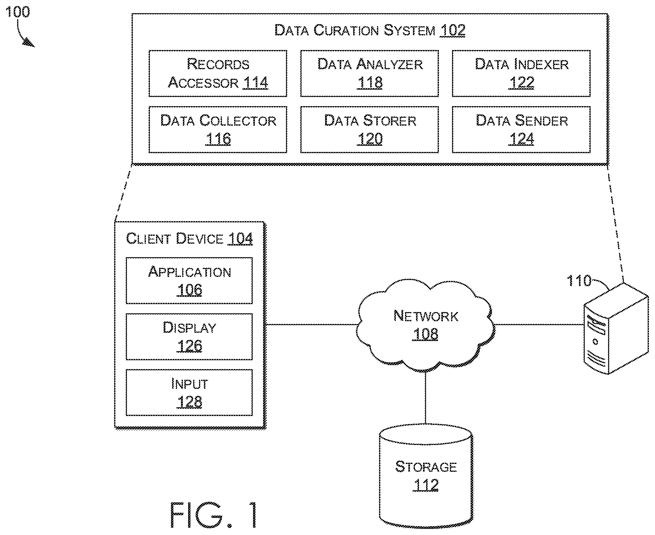 Patent US12174821 — Curation of data from disparate records — Figure 1