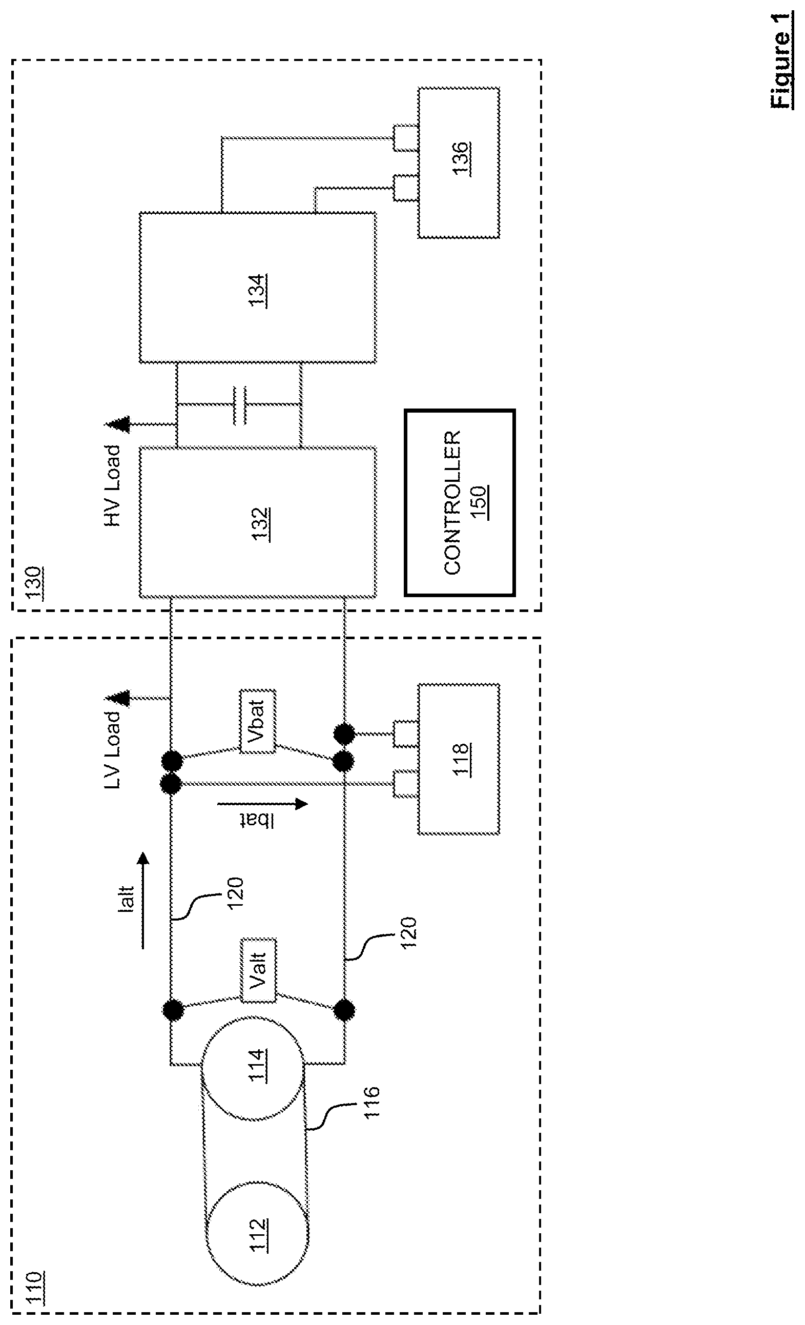 Patent US12184115 — System and method for managing electrical power drawn from a vehicle alternator — Figure 1