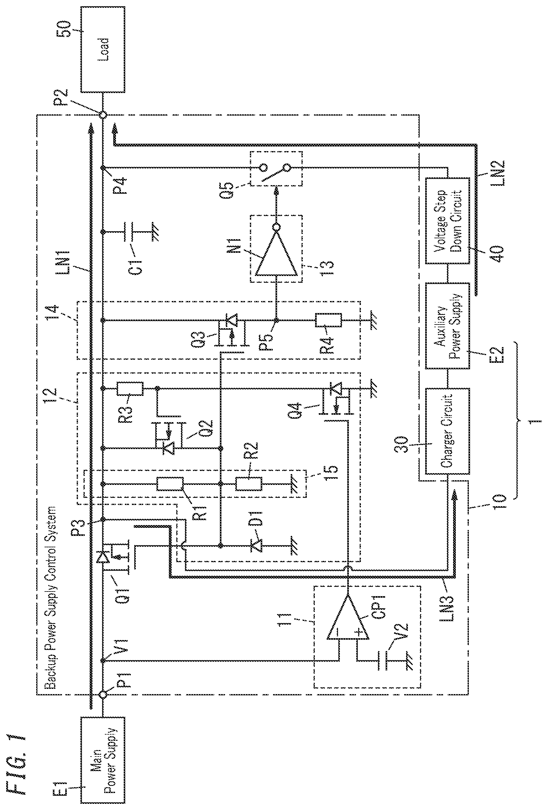 Patent US12184118 Figure 1 – Backup power supply control system, backup power supply system, and moving vehicle