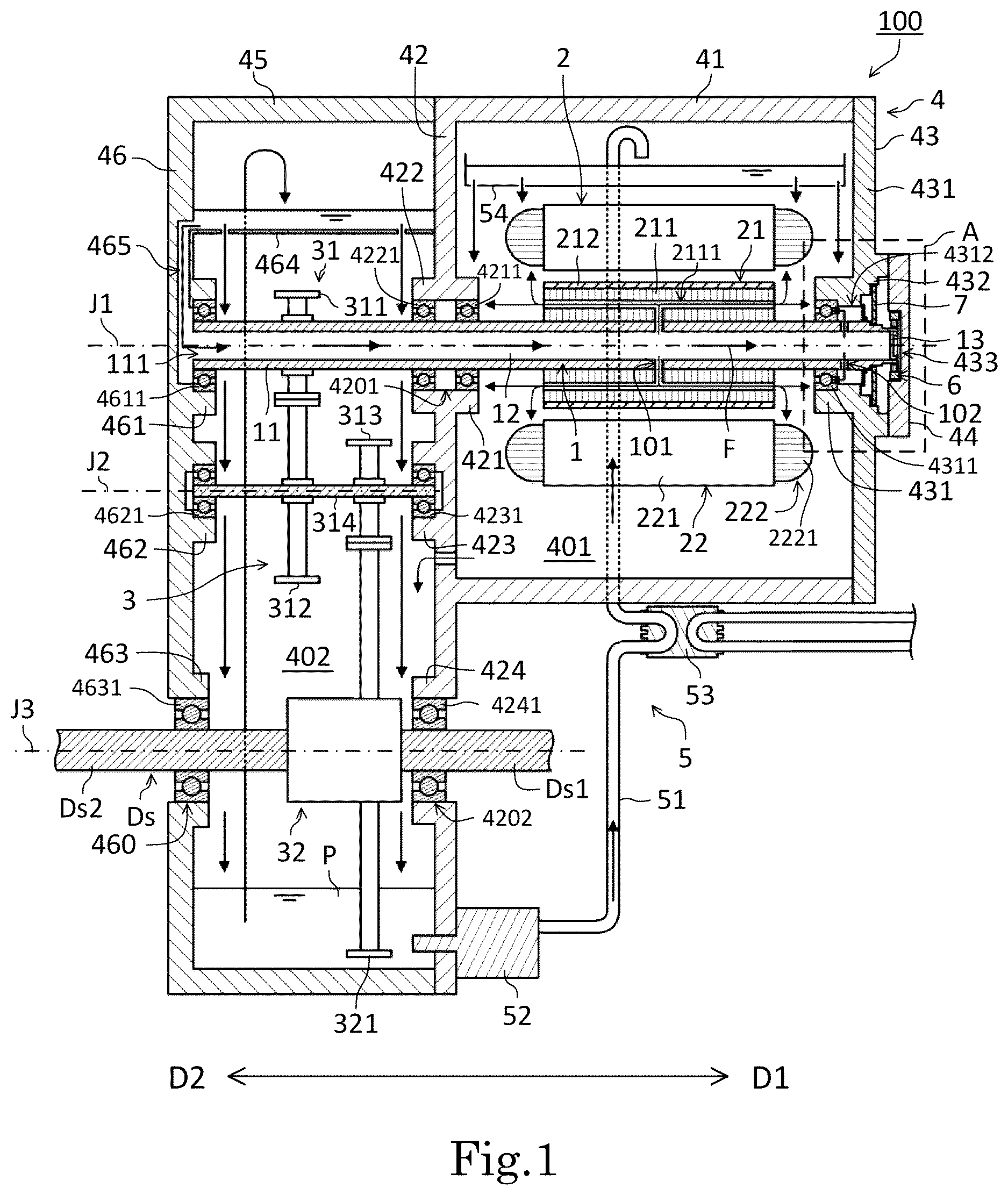 Patent US12184147 — Drive device and vehicle — Figure 1