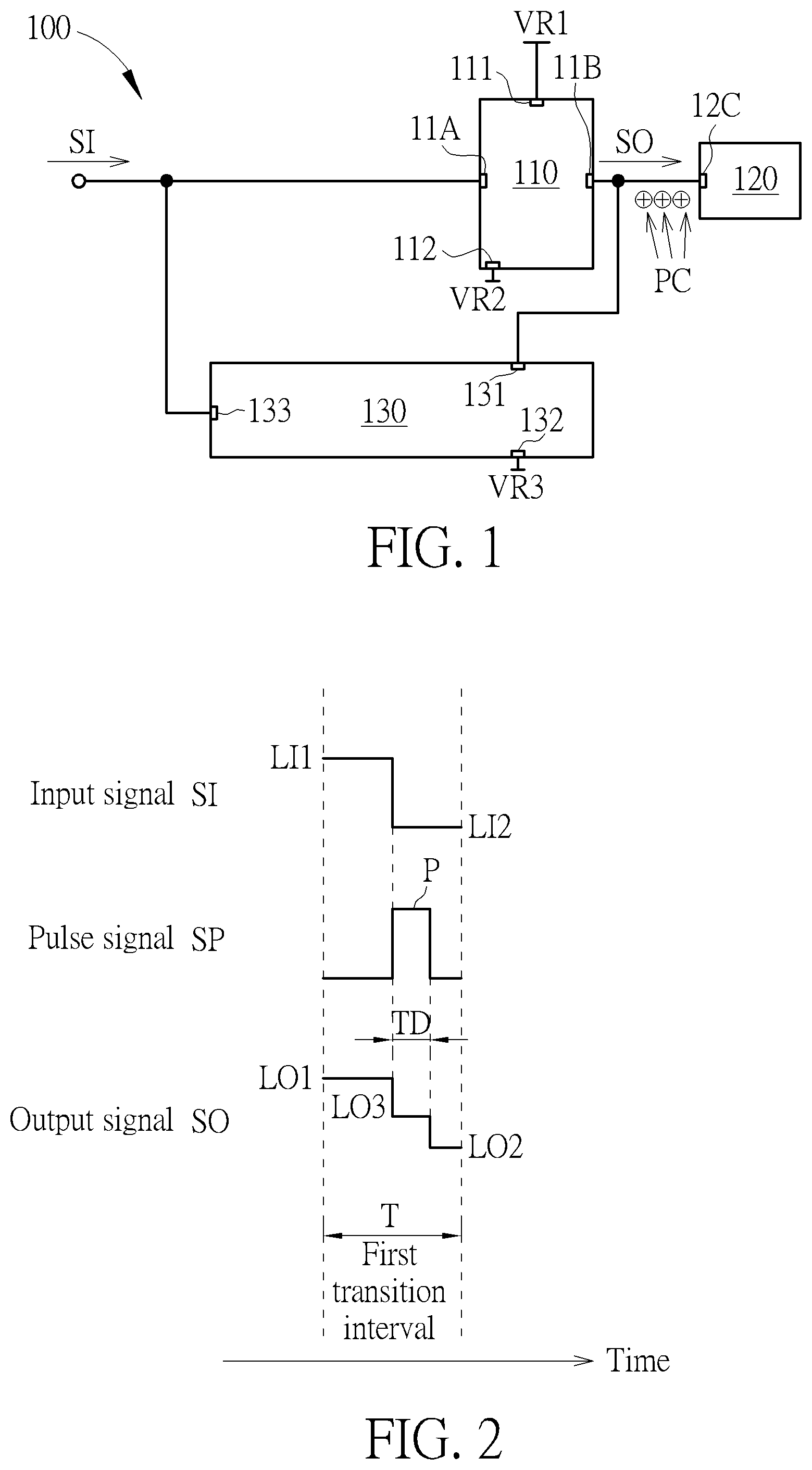 Patent US12184172 — Switch device capable of providing a discharge path according to signal level of an input signal — Figure 1