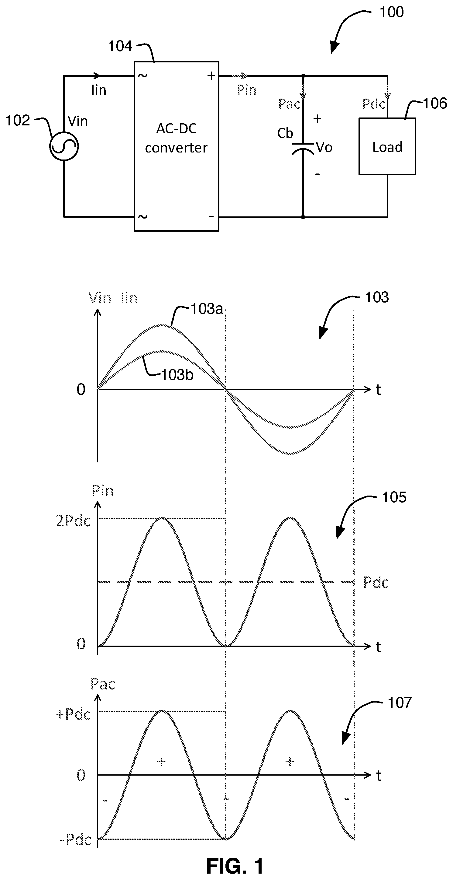 Patent US12184186 — Power supply with active power buffer — Figure 1