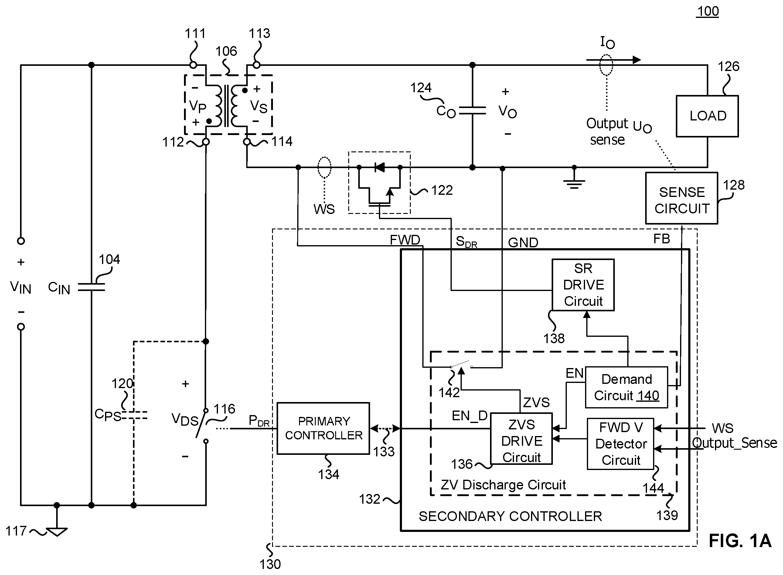 Patent US12184187 — Active reduced voltage switching using a supplemental switch — Figure 1