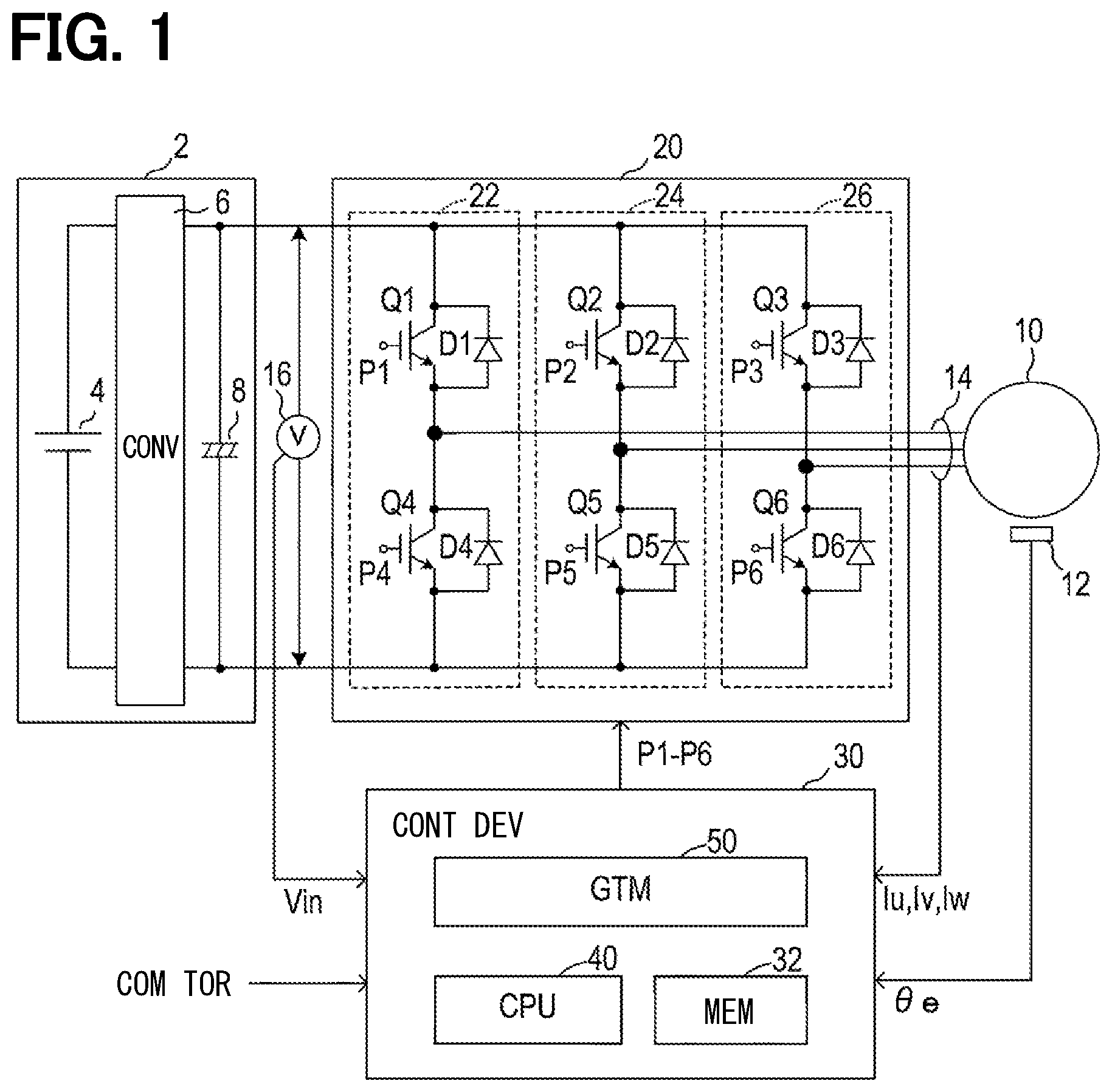 Patent US12184214 — Motor control device — Figure 1