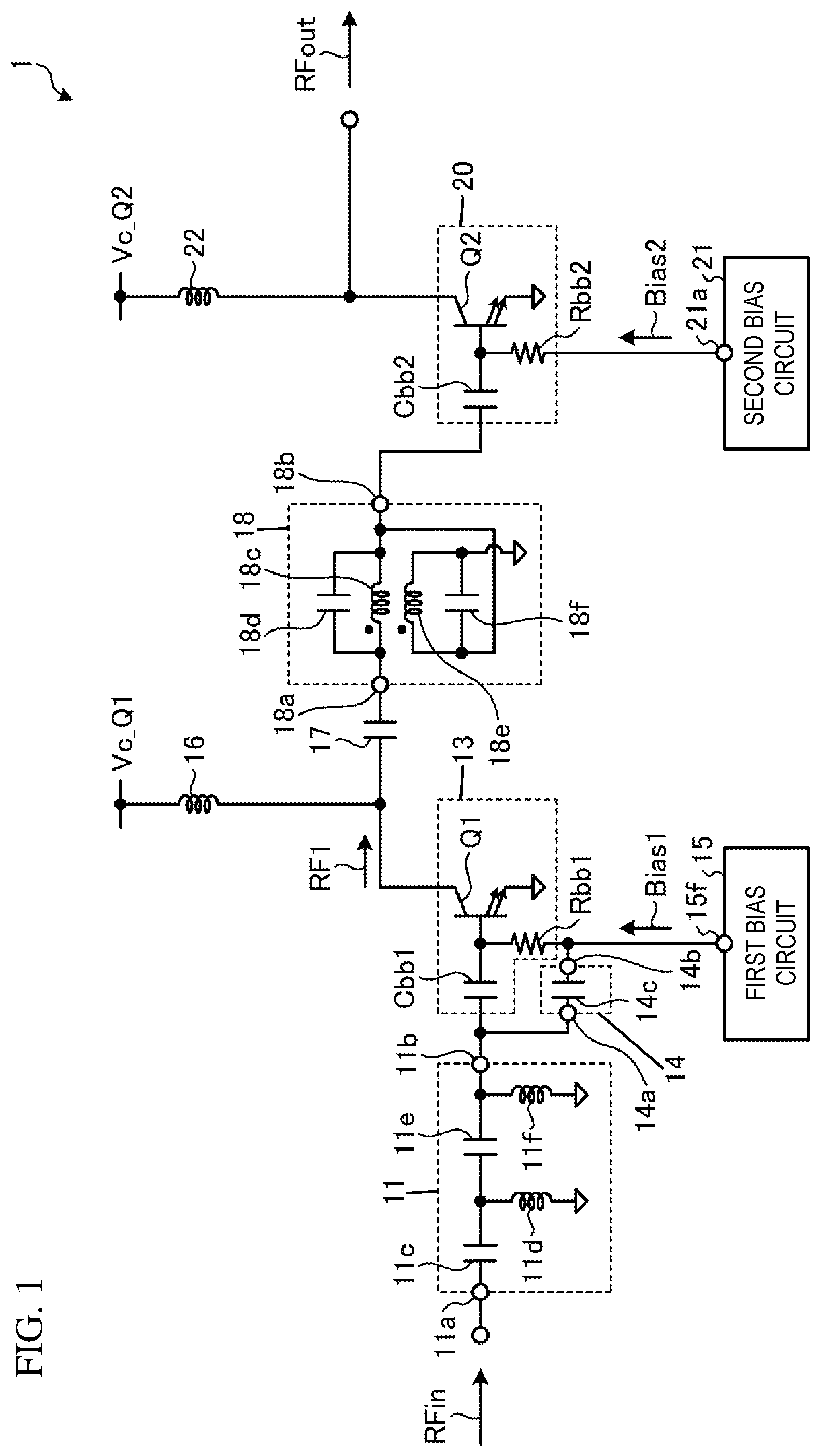 Patent US12184245 — Power amplifier circuit — Figure 1