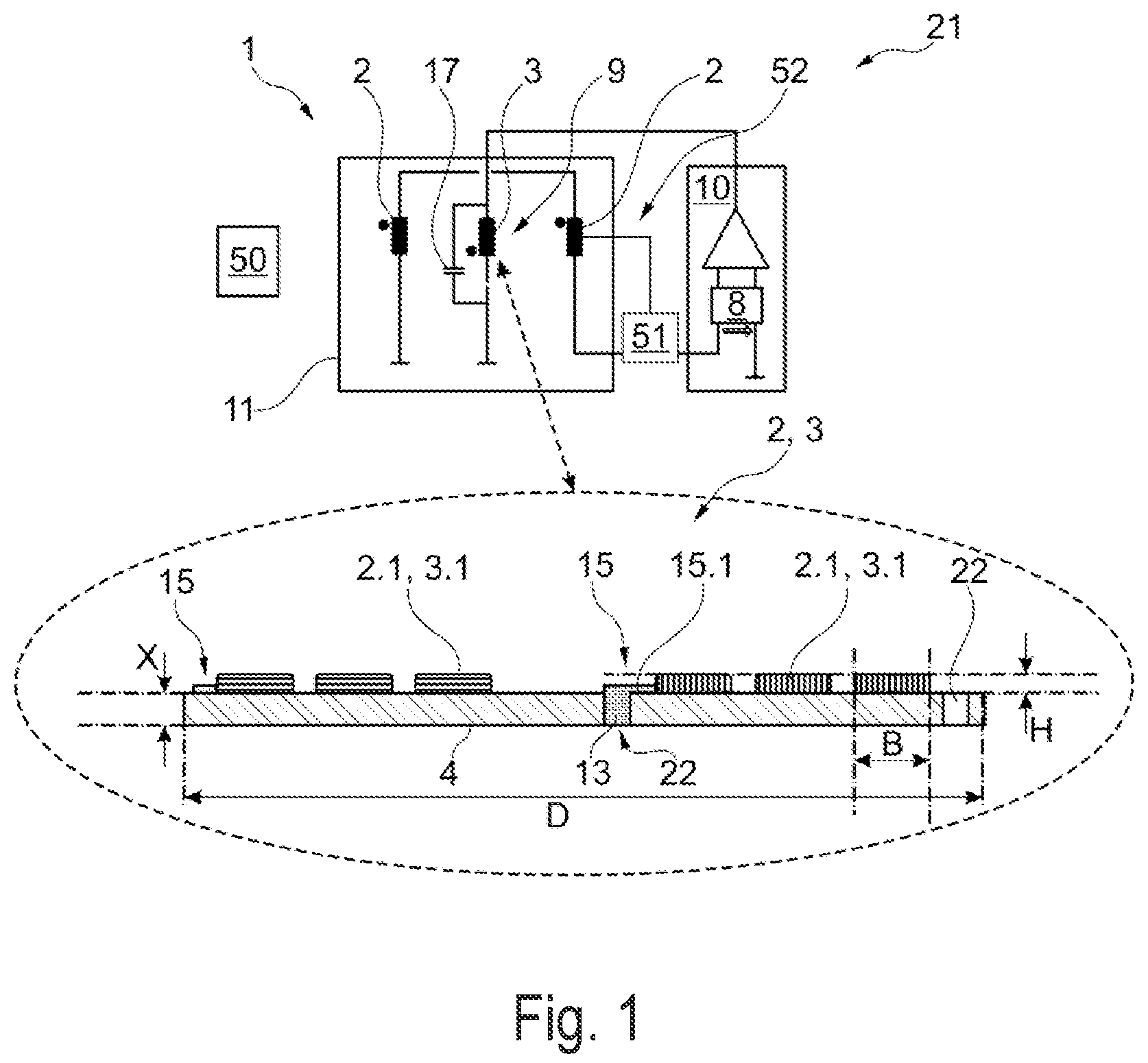 Patent US12184274 — Miniaturized, inductive proximity sensor and method for detecting a sensing body — Figure 1