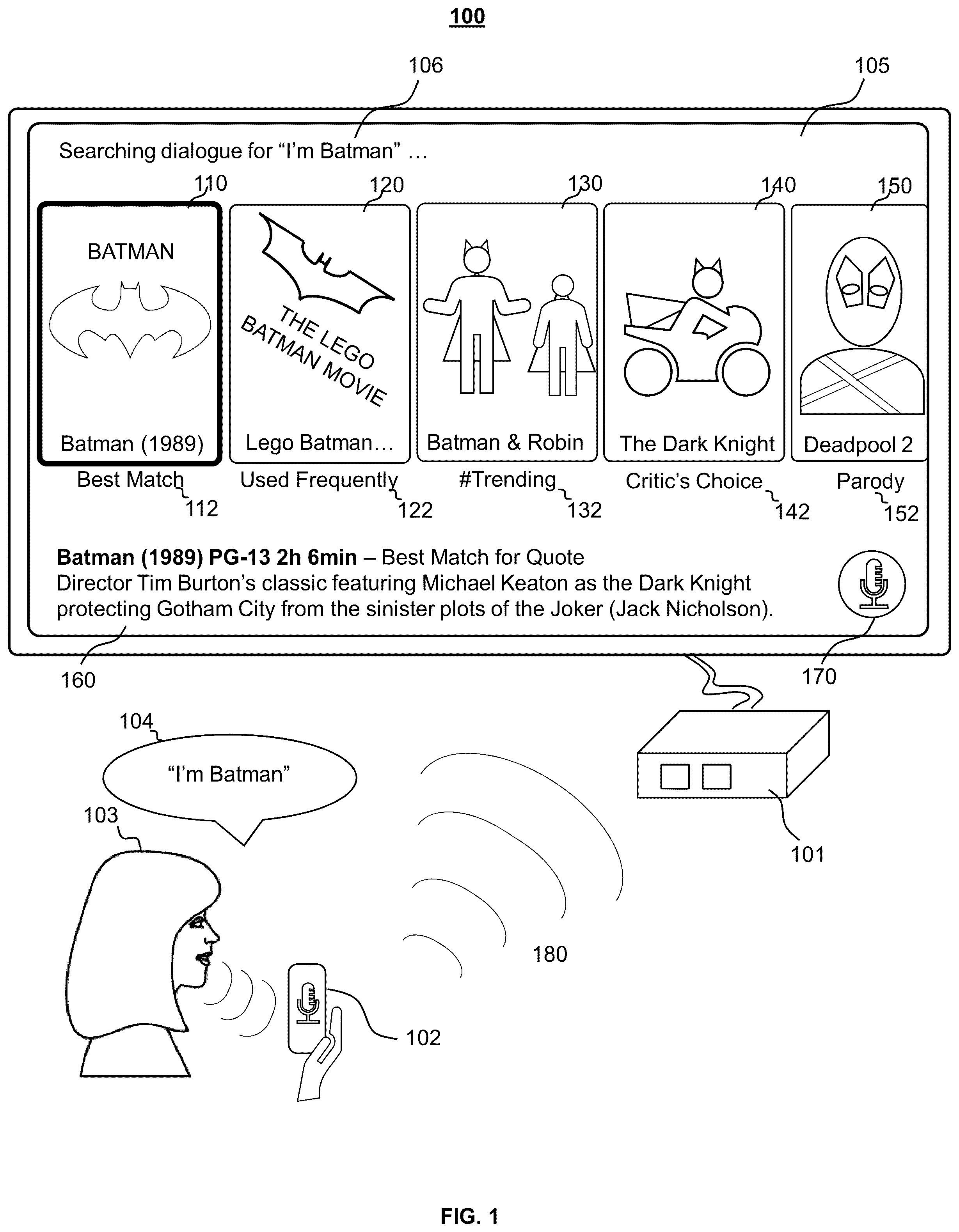 Patent US12184949 — Systems and methods for providing content relevant to a quotation — Figure 1