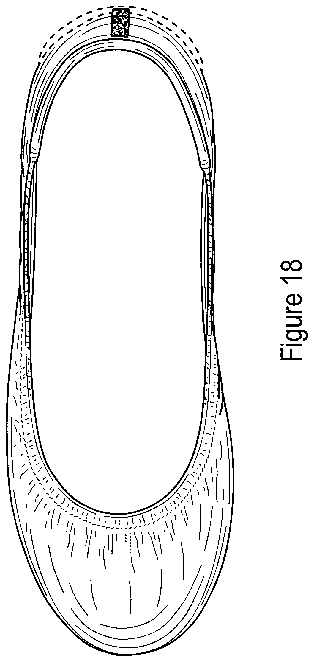 Patent USD1043063 Figure 16 – Dual-sole shoe with purple stripe and outsole patch