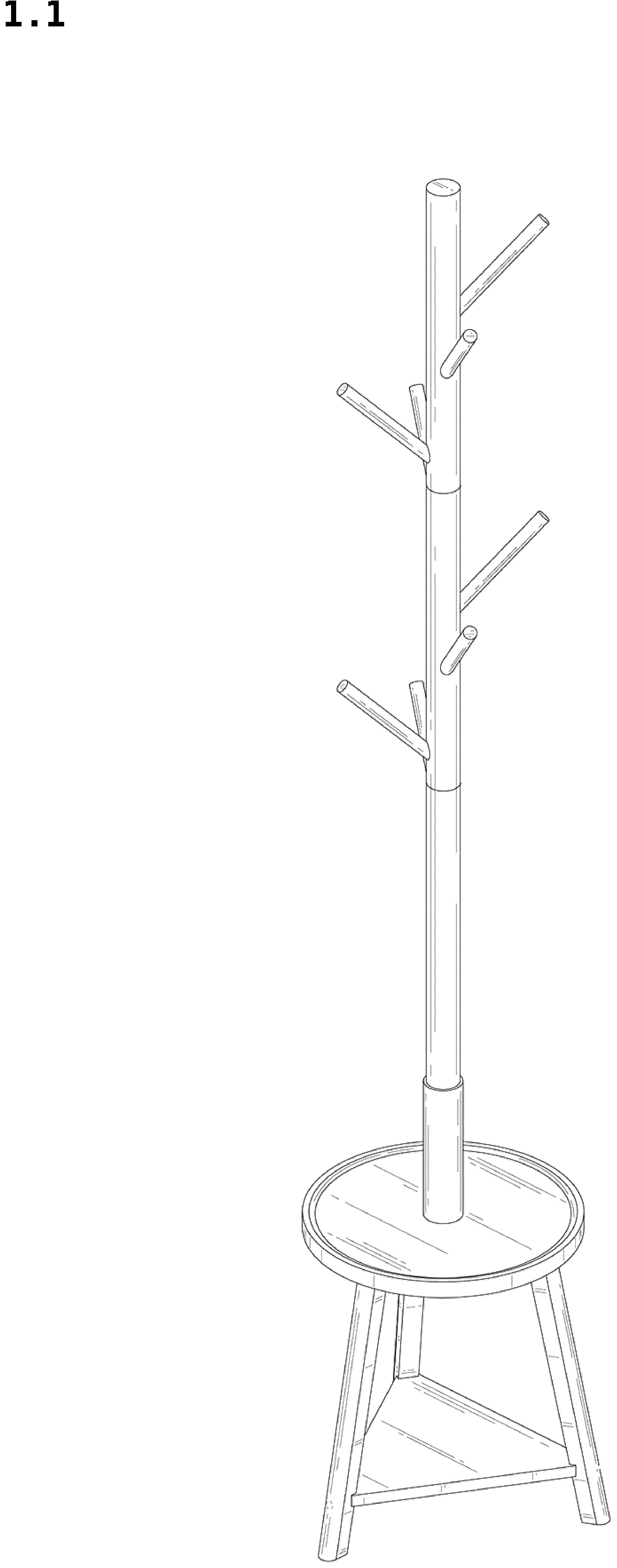 Patent USD1043198 Figure 1 – Coat rack
