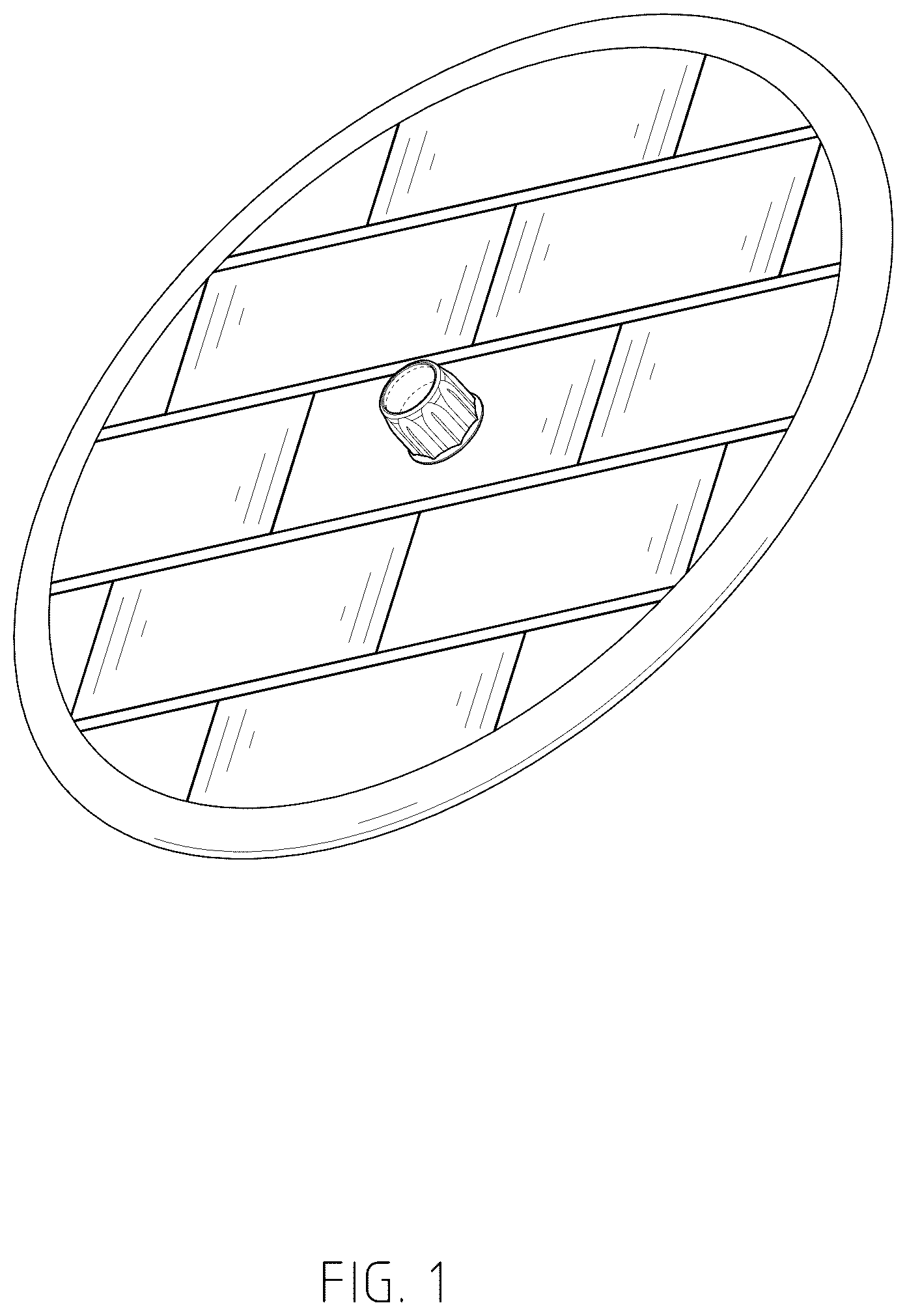 Patent USD1043207 — Table top with umbrella hole — Figure 1