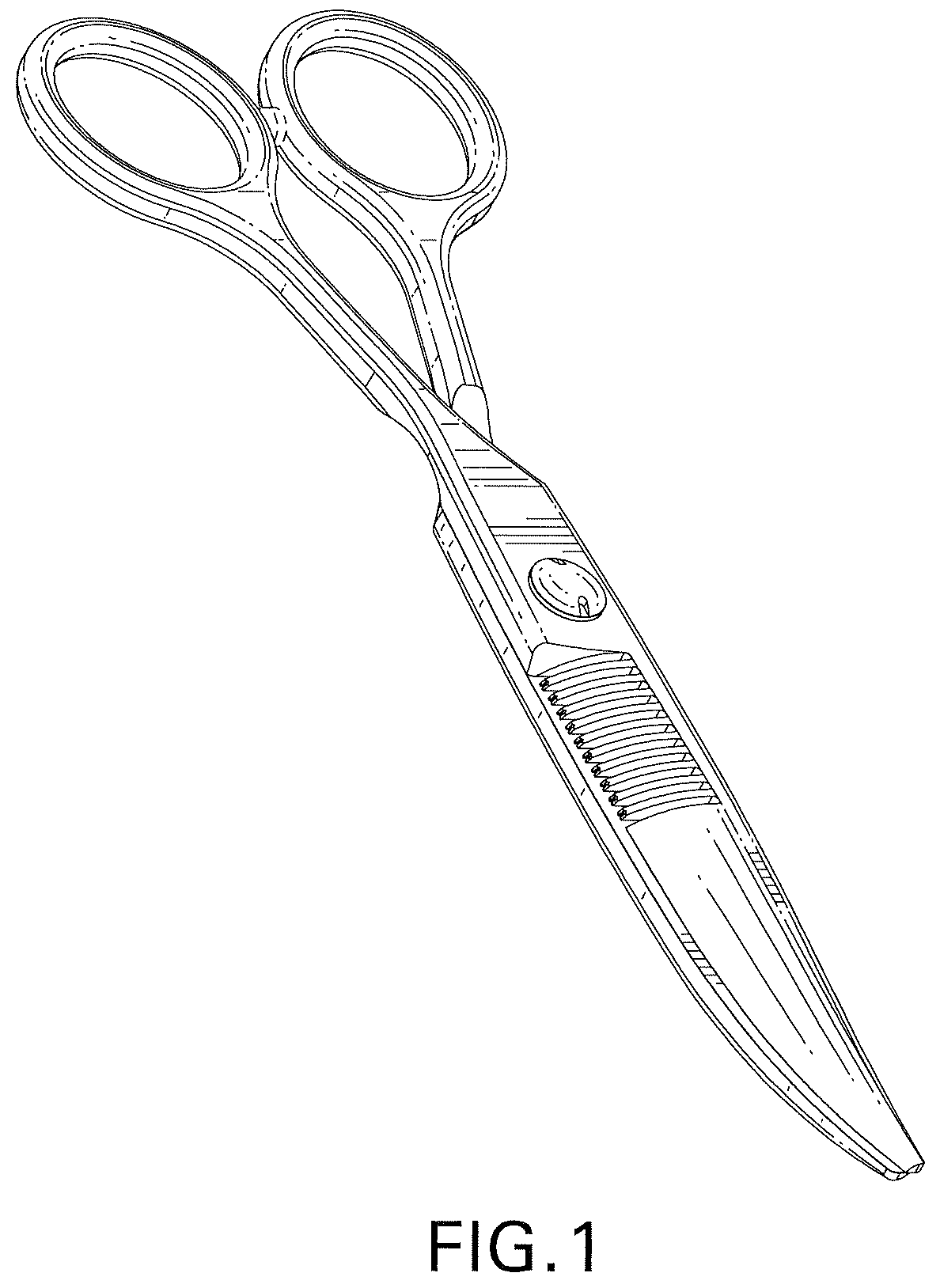 Patent USD1043295 Figure 1 – Hair cutting shear
