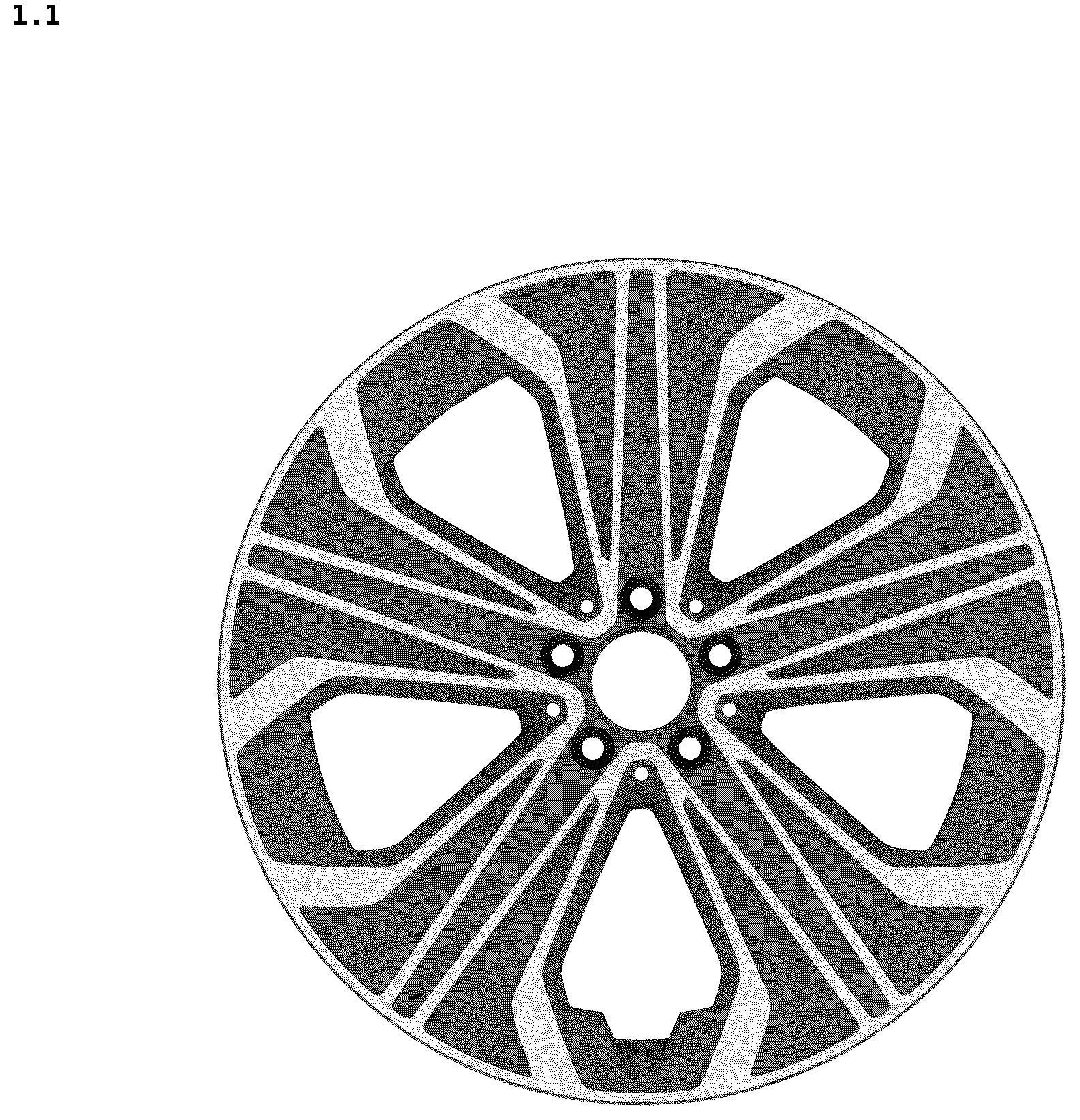 Patent USD1043502 Figure 1 – Vehicle wheel rim
