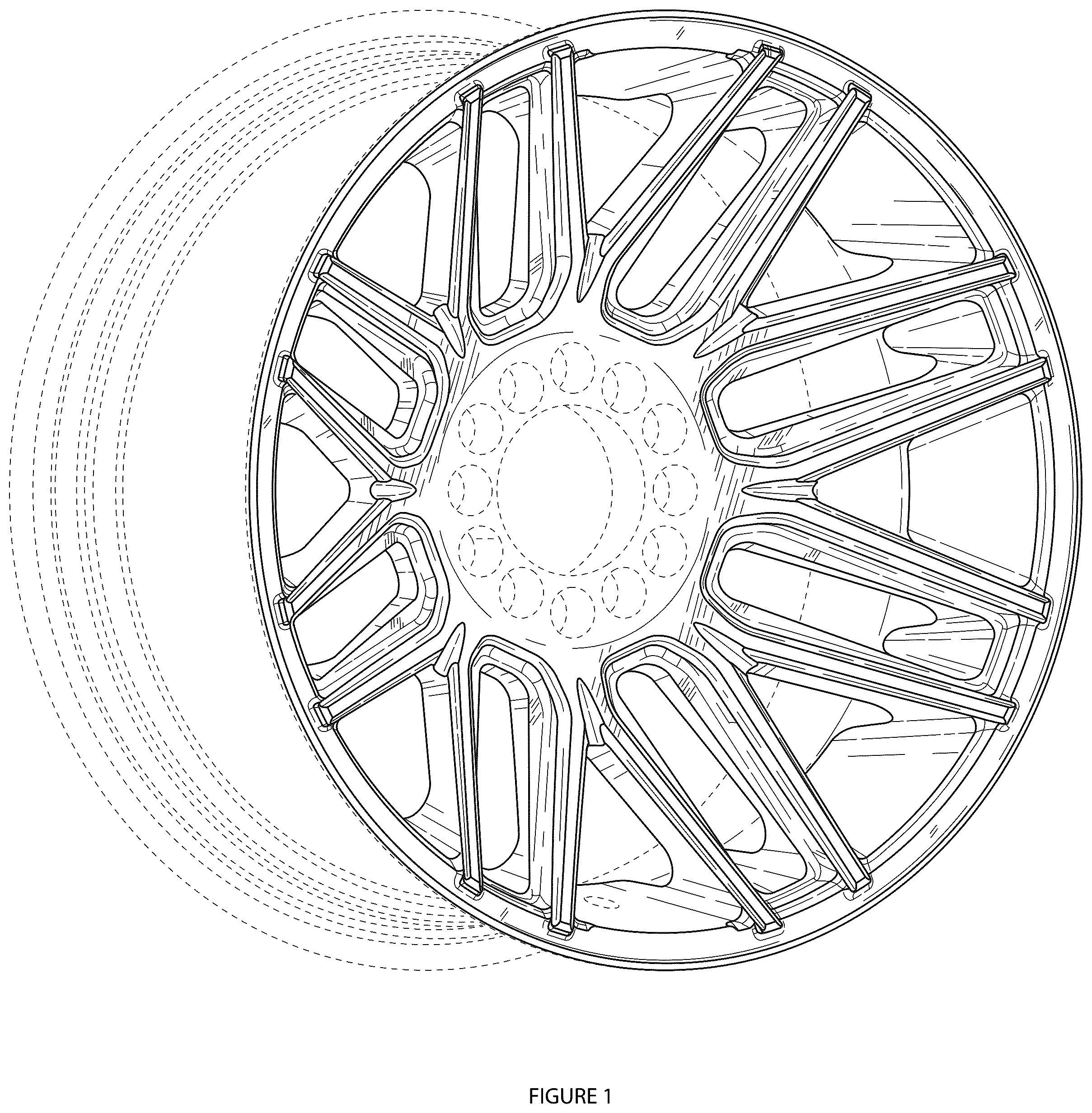 Patent USD1043519 Figure 1 – Automotive wheel
