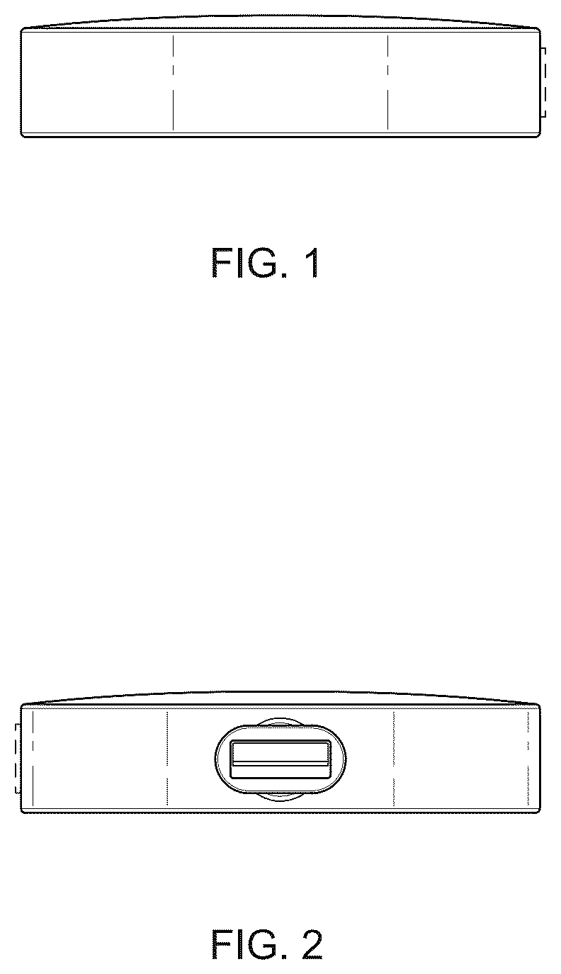 Patent USD1043555 — Charging base for a portable media playback device — Figure 1