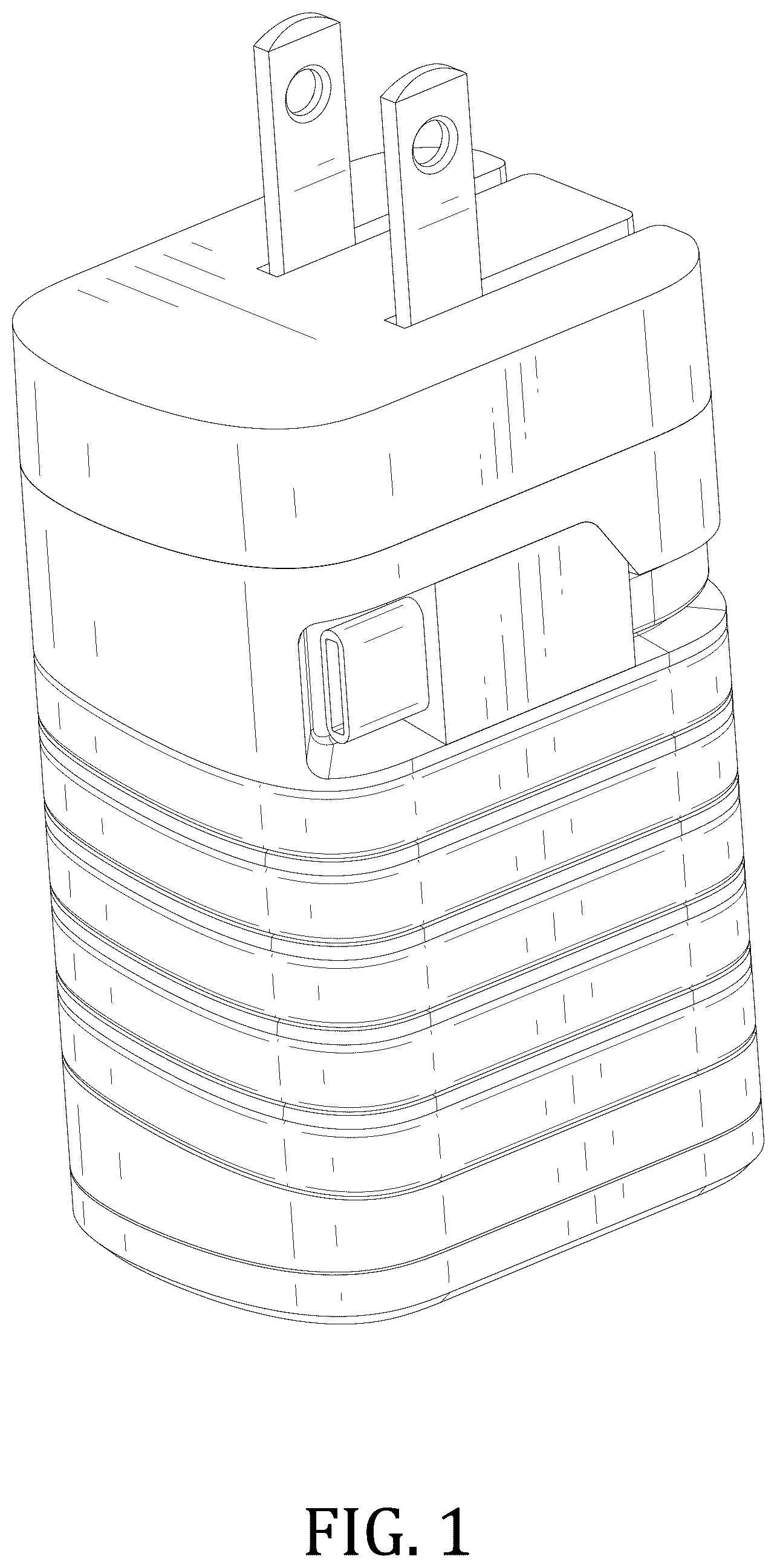 Patent USD1043561 Figure 1 – Charger with wire