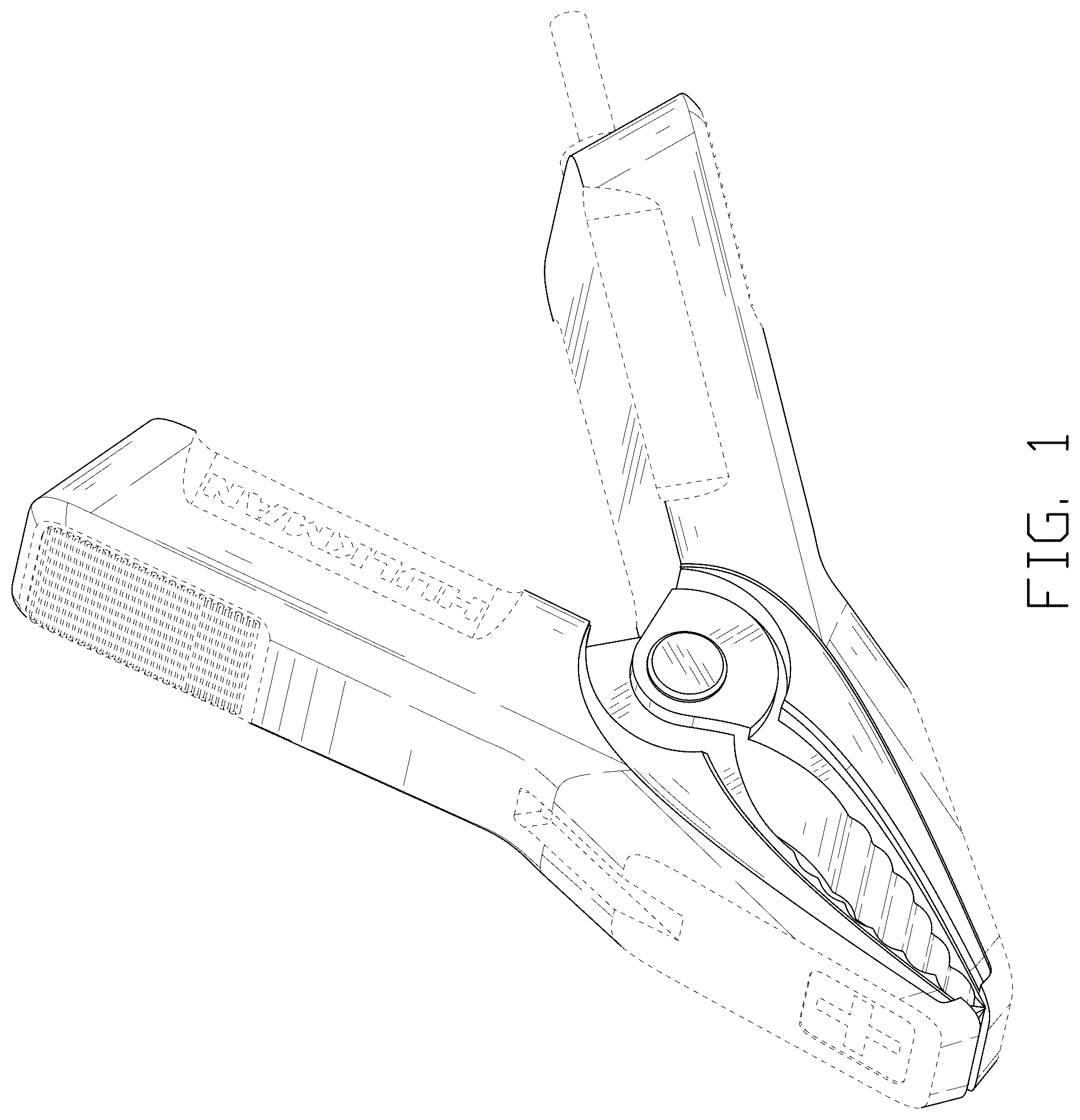 Patent USD1043573 Figure 1 – Battery clamp