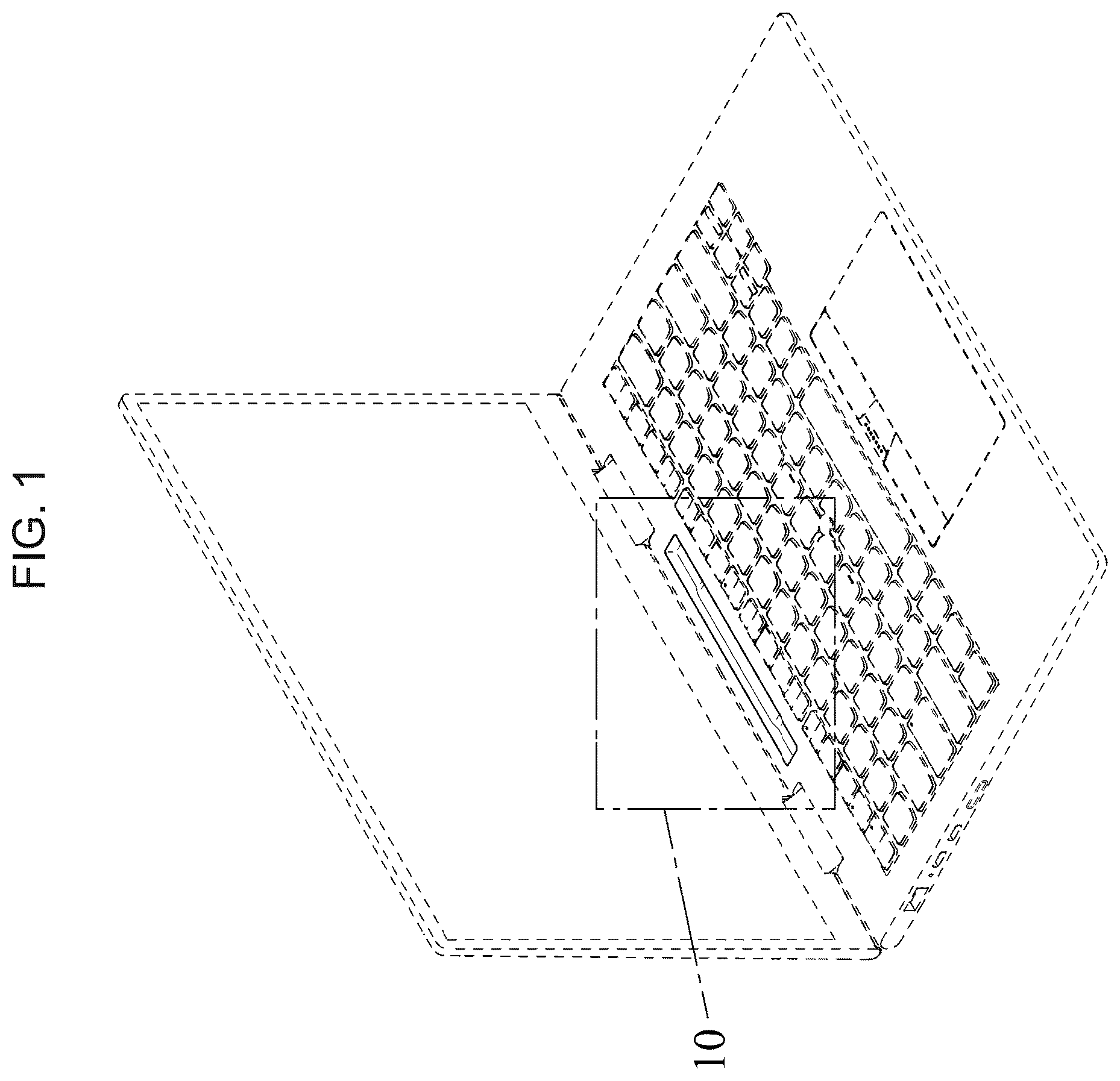 Patent USD1043659 Figure 1 – Notebook computer with peripheral storage pocket