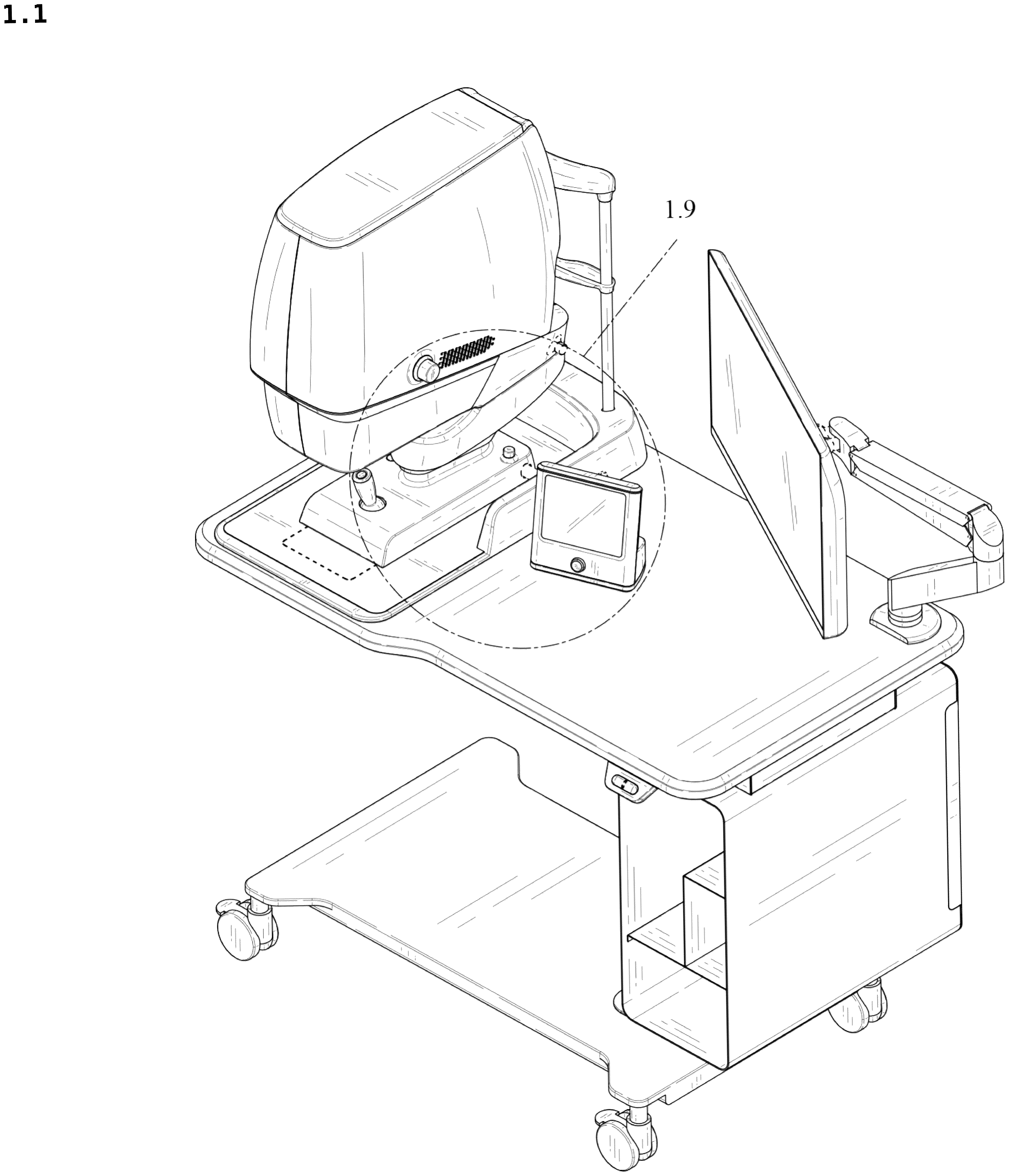 Patent USD1043993 — Operating console for eye testing — Figure 1