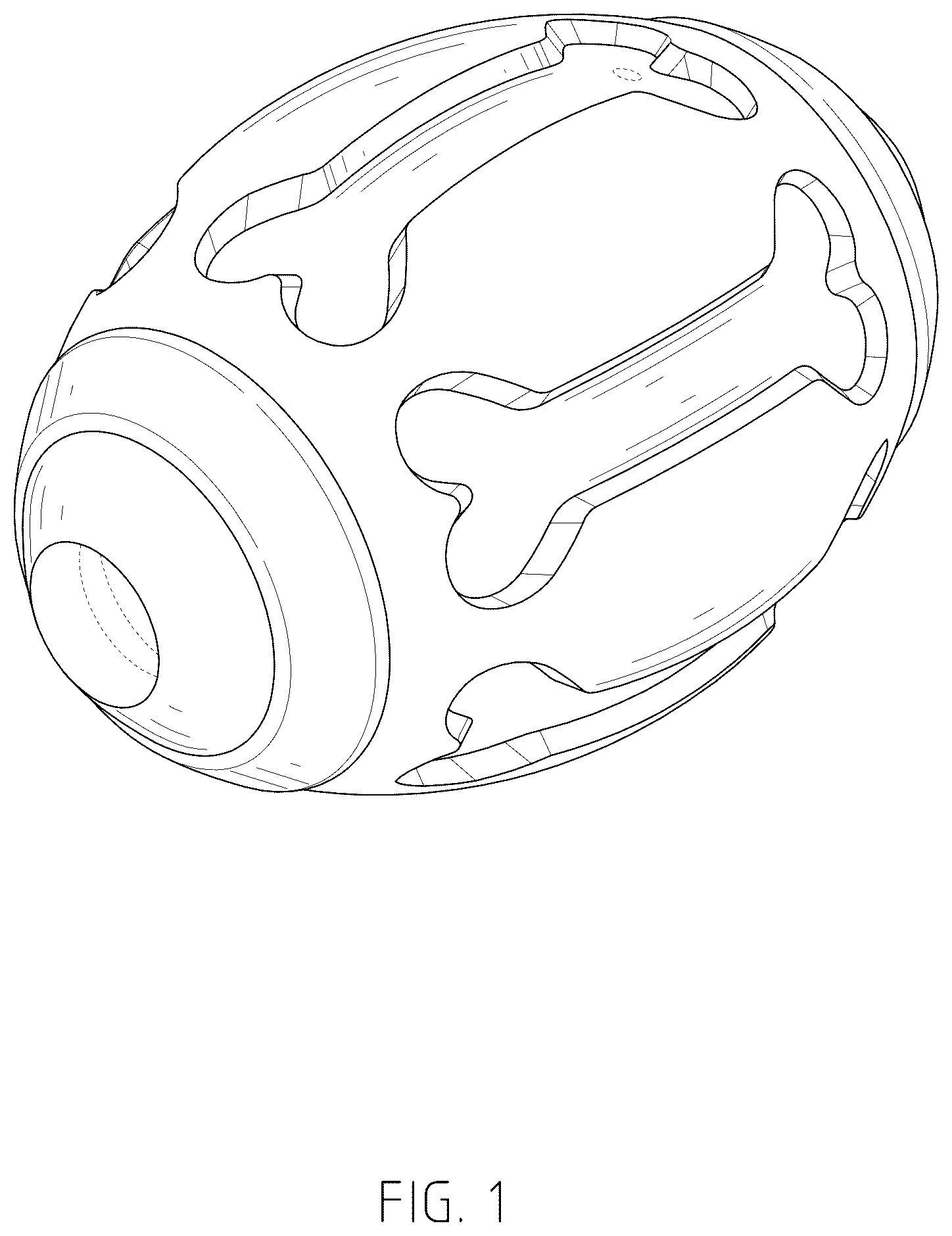 Patent USD1044164 Figure 1 – Rugby-shaped chew toy