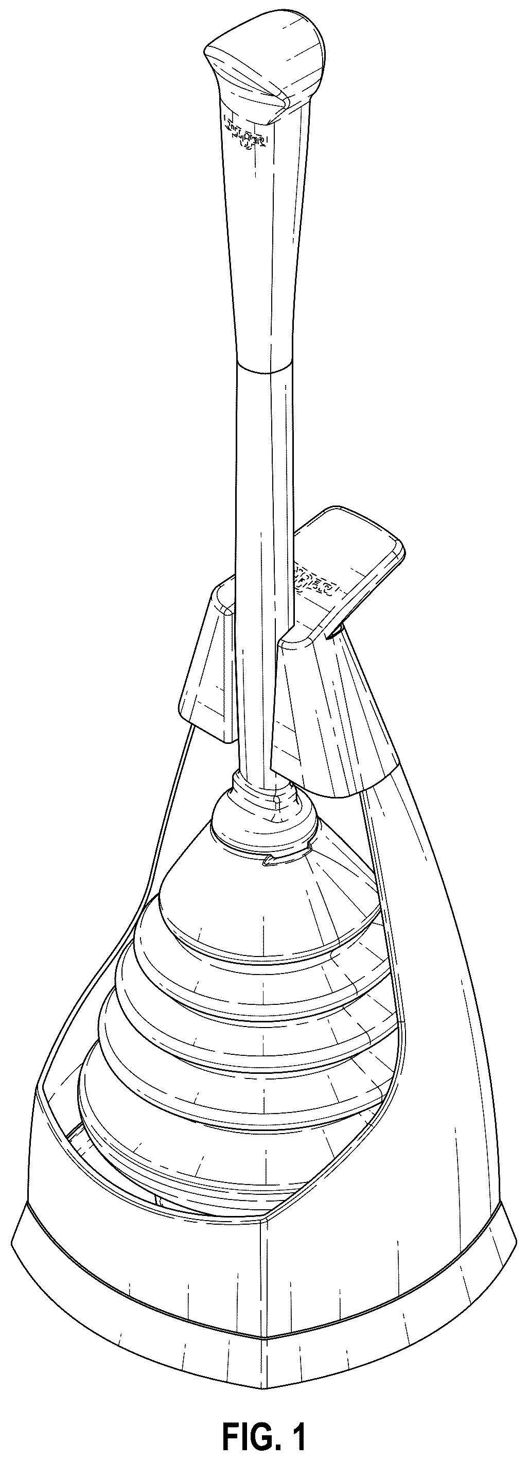 Patent USD1044175 — Combined toilet plunger and caddy — Figure 1