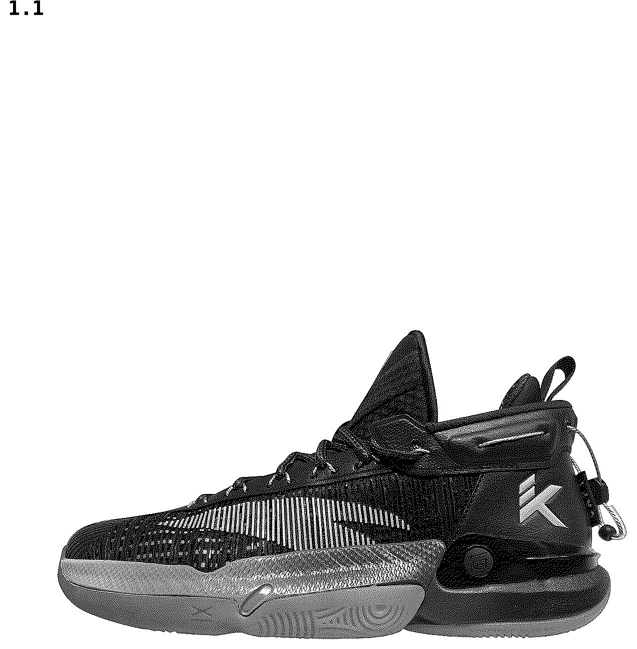 Patent USD1044215 Figure 1 – Shoe