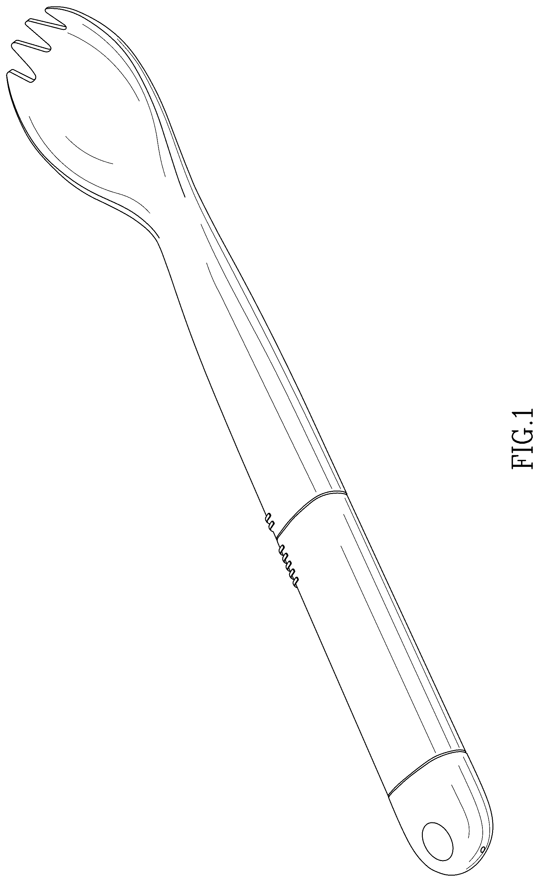 Patent USD1044423 — Combined spork, knife, and fire starter — Figure 1