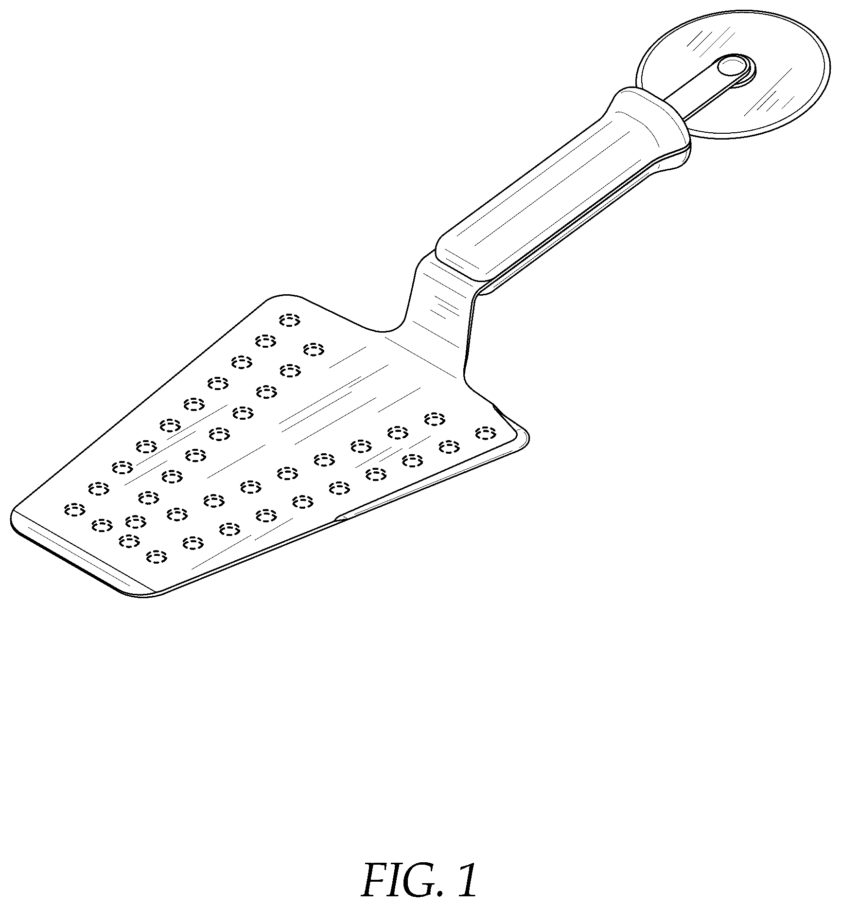 Patent USD1044428 — Pizza cutting and serving utensil — Figure 1