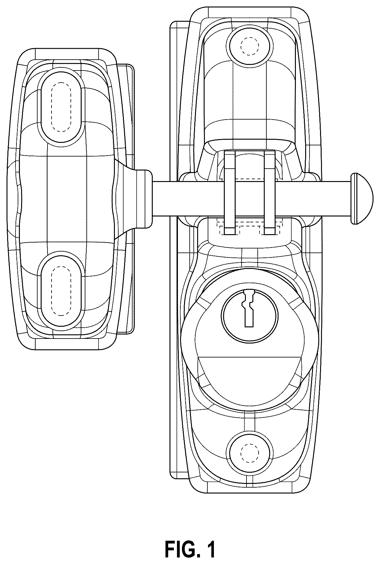 Patent USD1044469 — Key lockable double sided gate latch — Figure 1