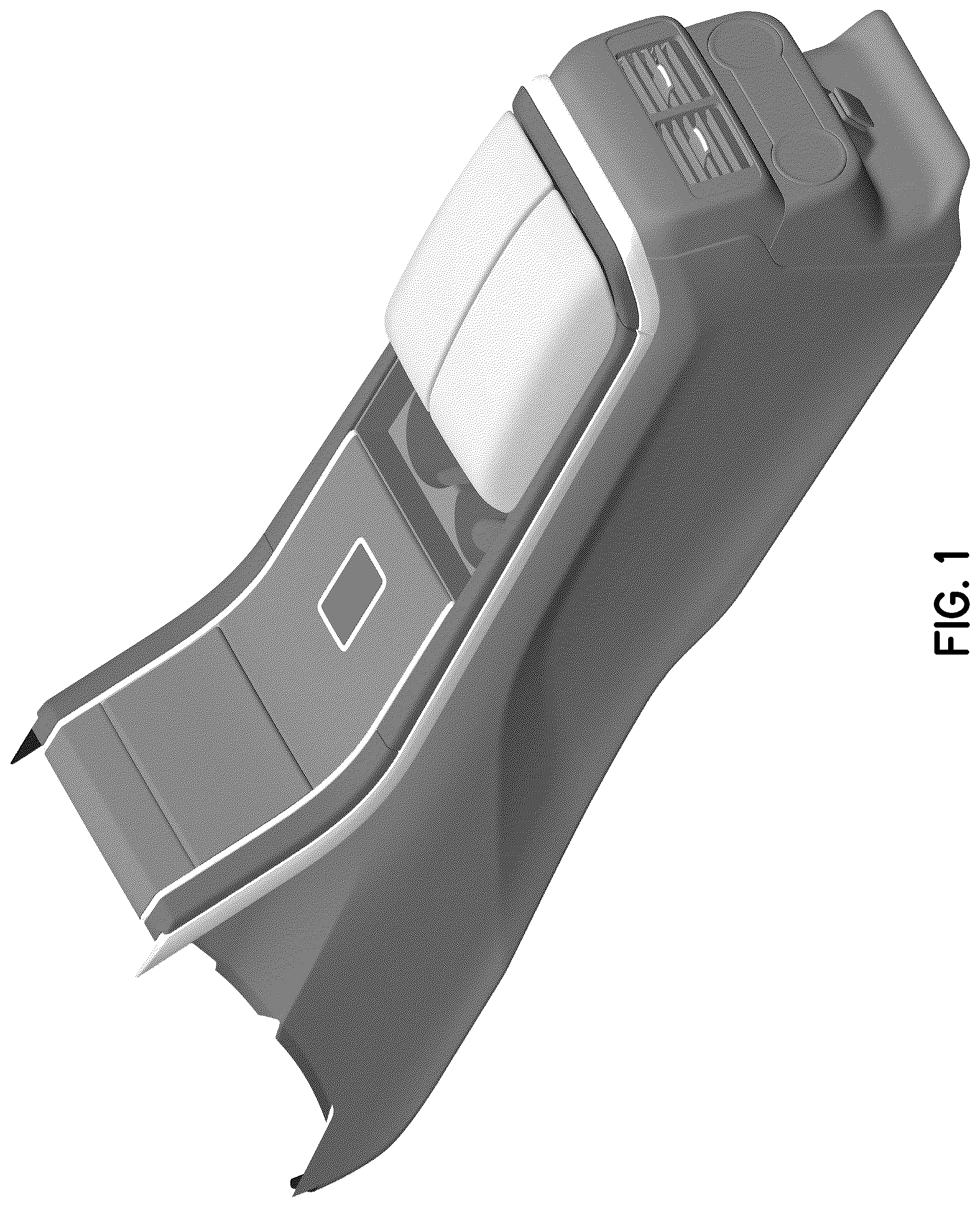 Patent USD1044685 Figure 1 – Vehicle center console