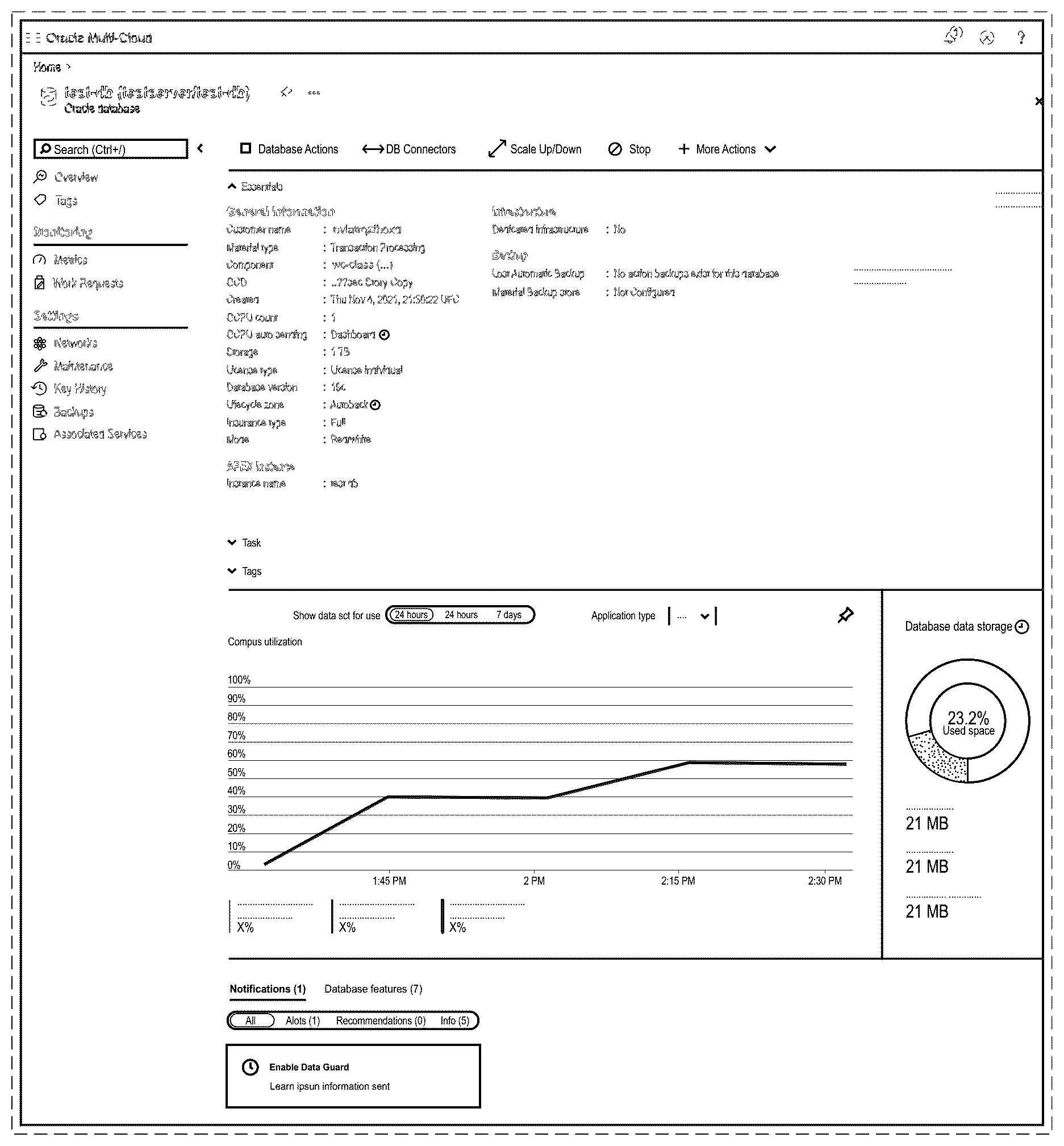 Patent USD1044837 — Display screen or portion thereof with graphical user interface for monitoring database activities — Figure 1