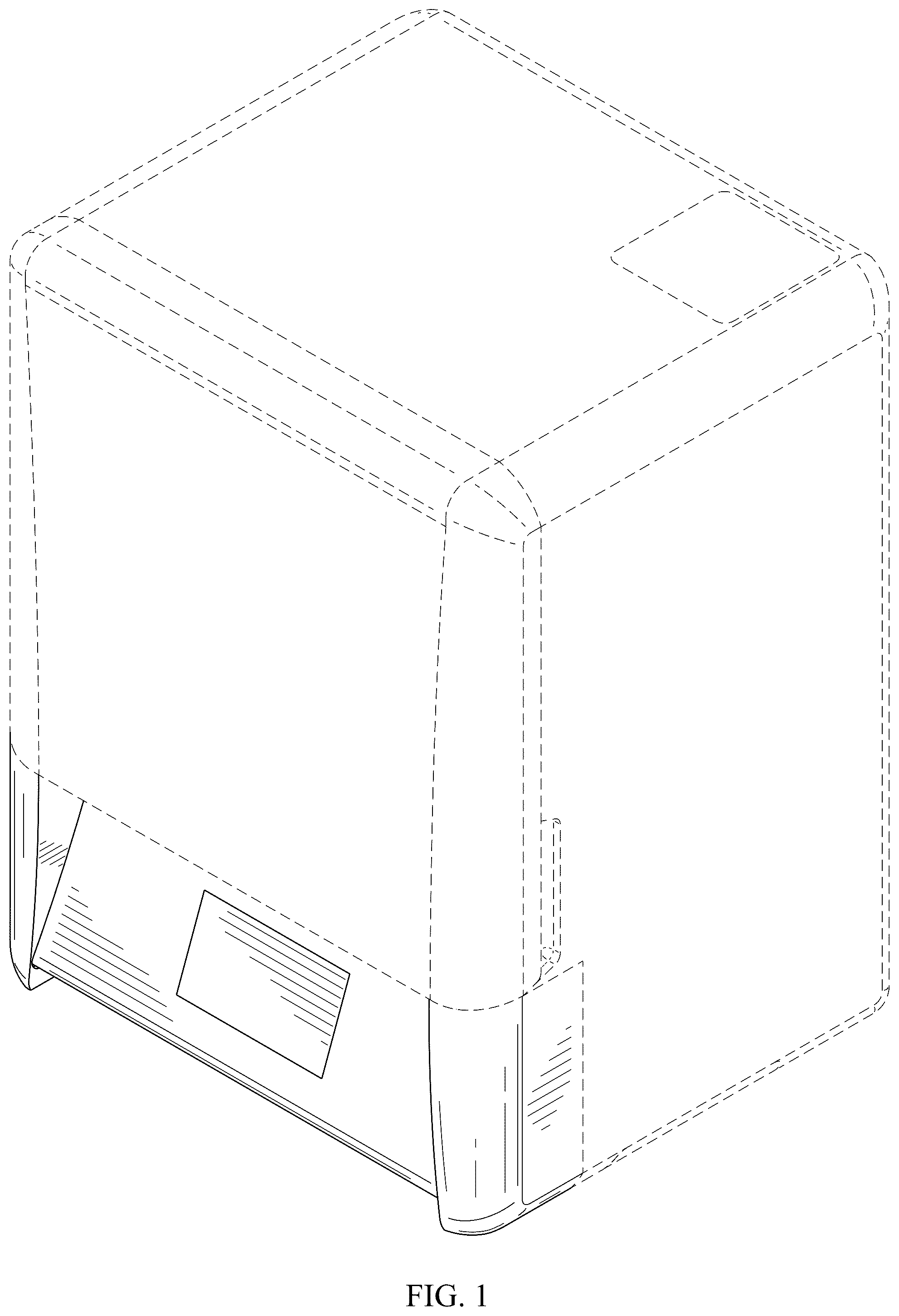 Patent USD1044890 — Inclined control panel for a three-dimensional printer — Figure 1