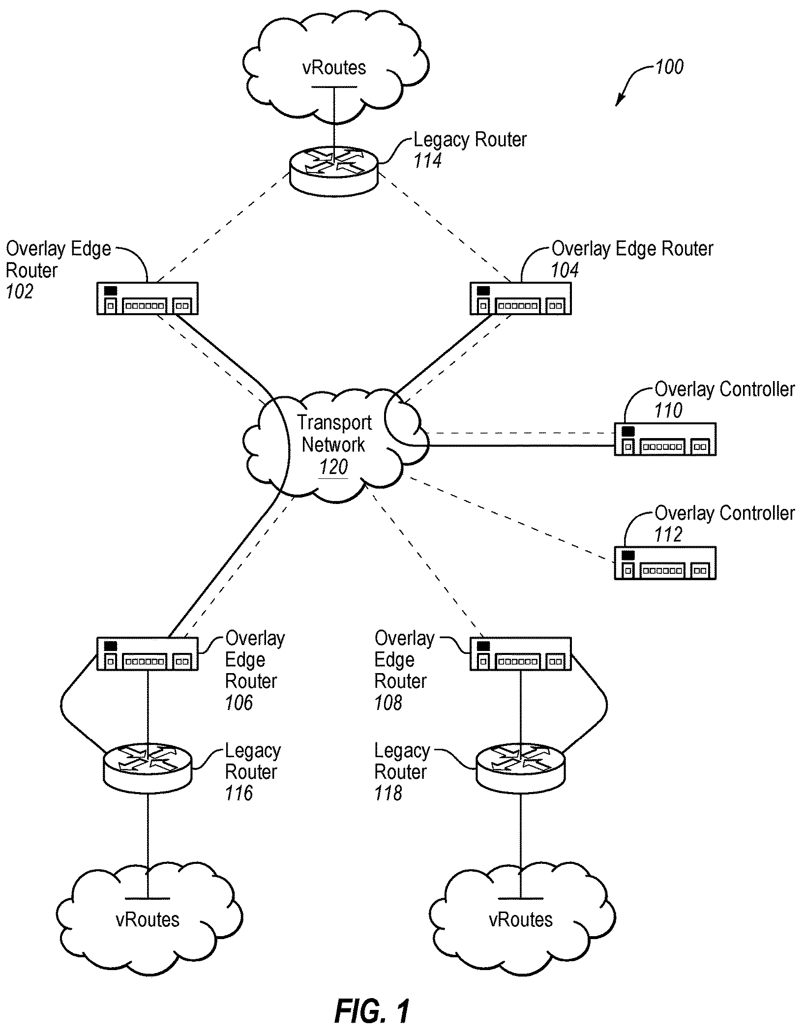 Patent USRE050148 — Overlay management protocol for secure routing based on an overlay network — Figure 1