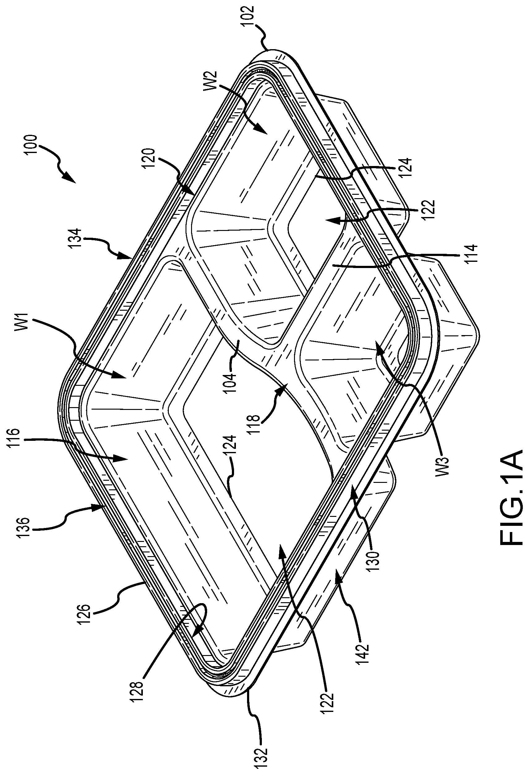 Patent US12297005 — Leak-resistant tray and lid — Figure 1